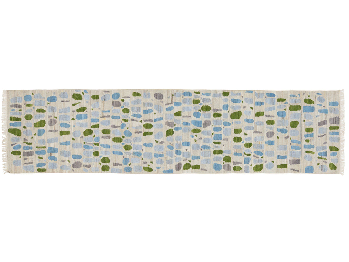 Modern Kilim Wool Runner Rug 3 X 12