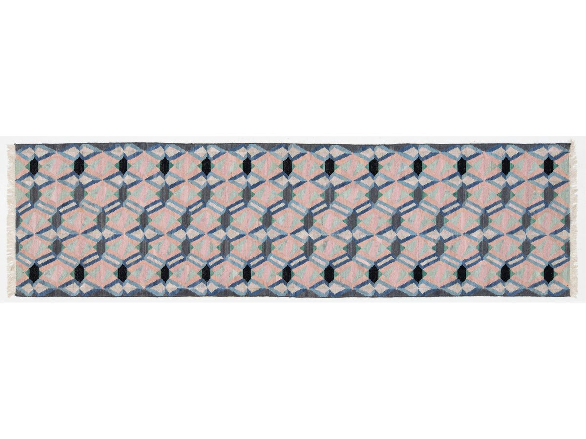 Modern Kilim Wool Runner Rug 3 X 12