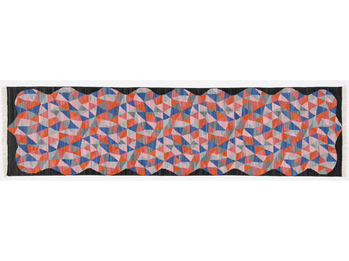 Modern Kilim Wool Runner Rug 3 X 12
