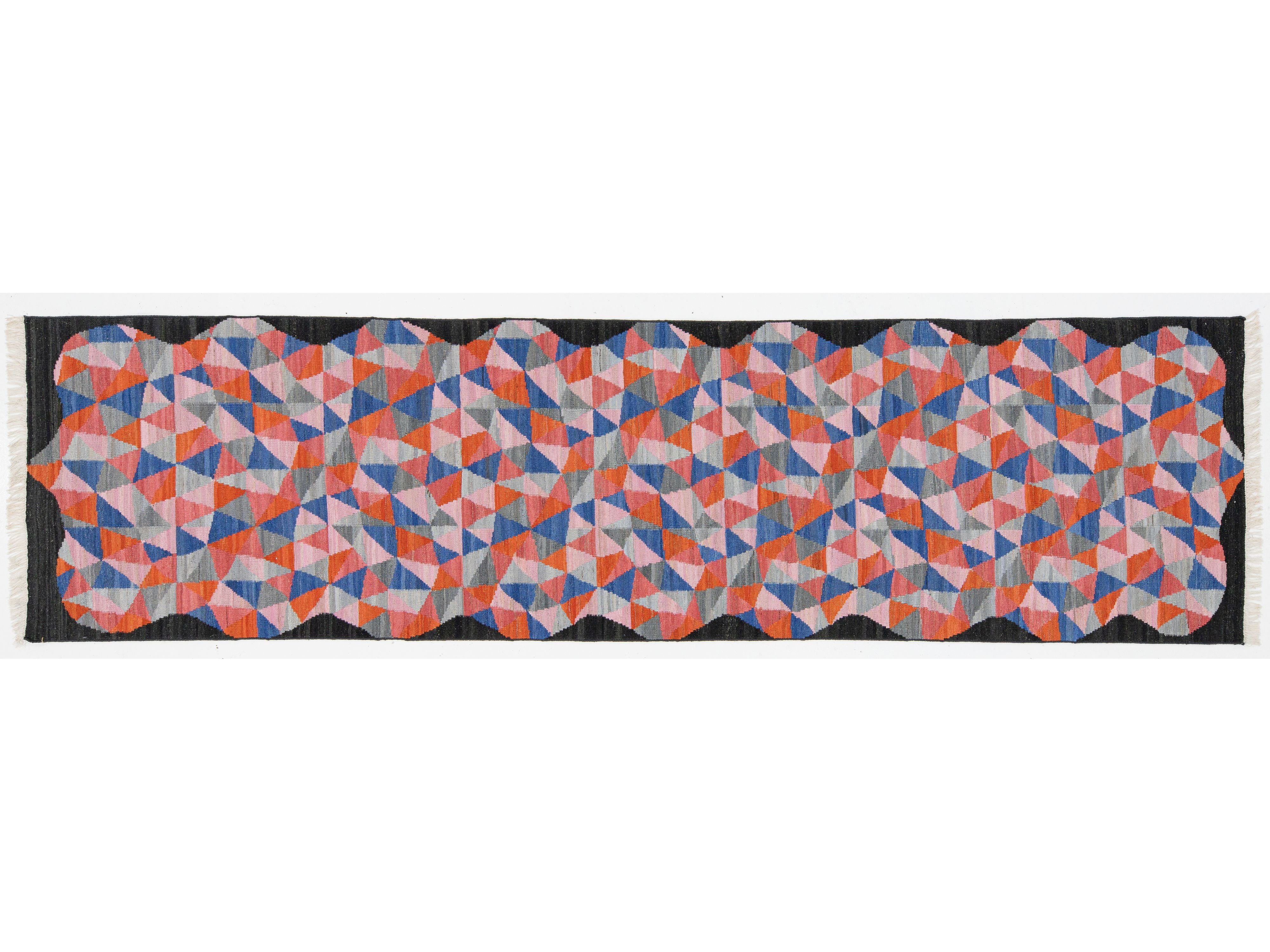 Modern Kilim Wool Runner Rug 3 X 12