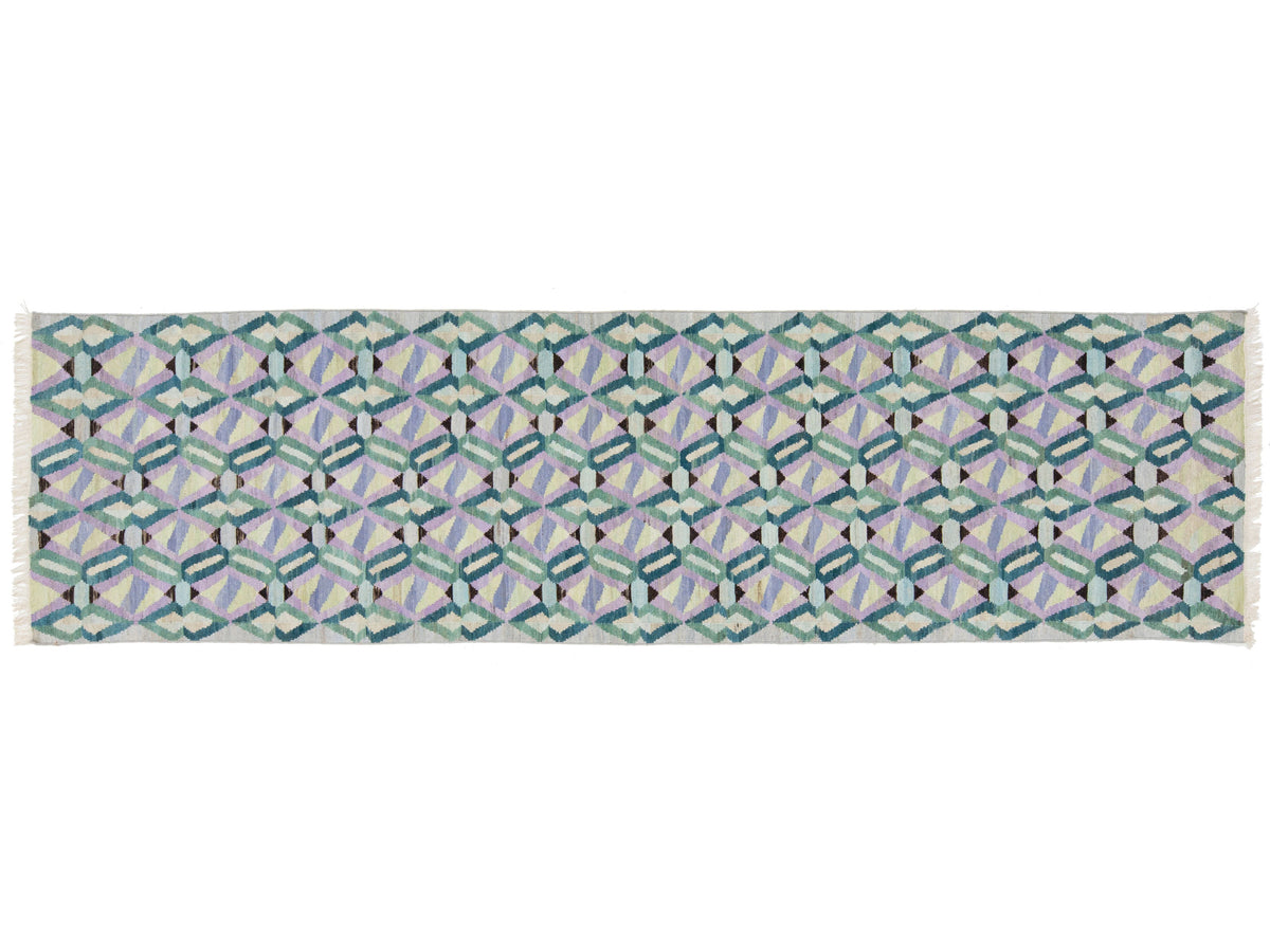 Modern Kilim Wool Runner Rug 3 X 12