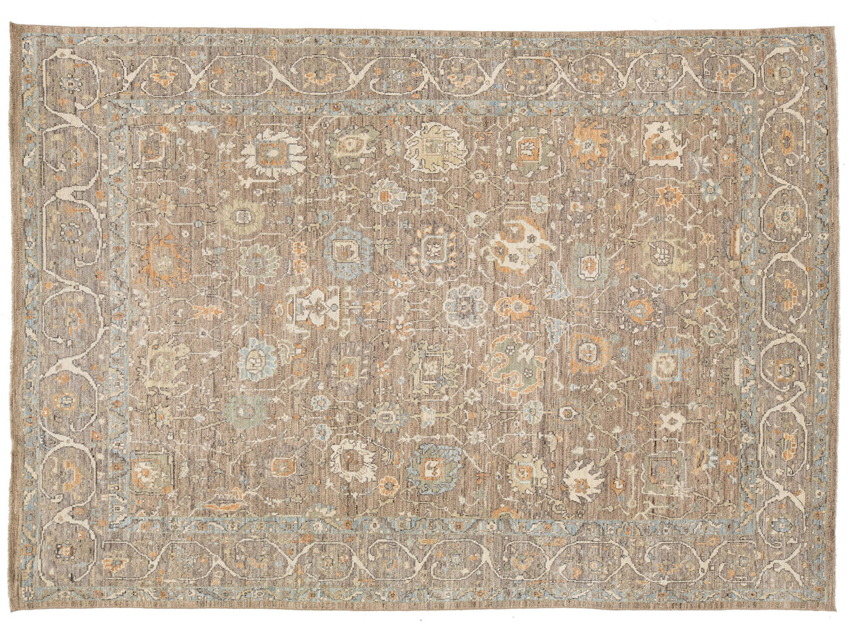 Modern Oushak Wool Rug 9 X 13