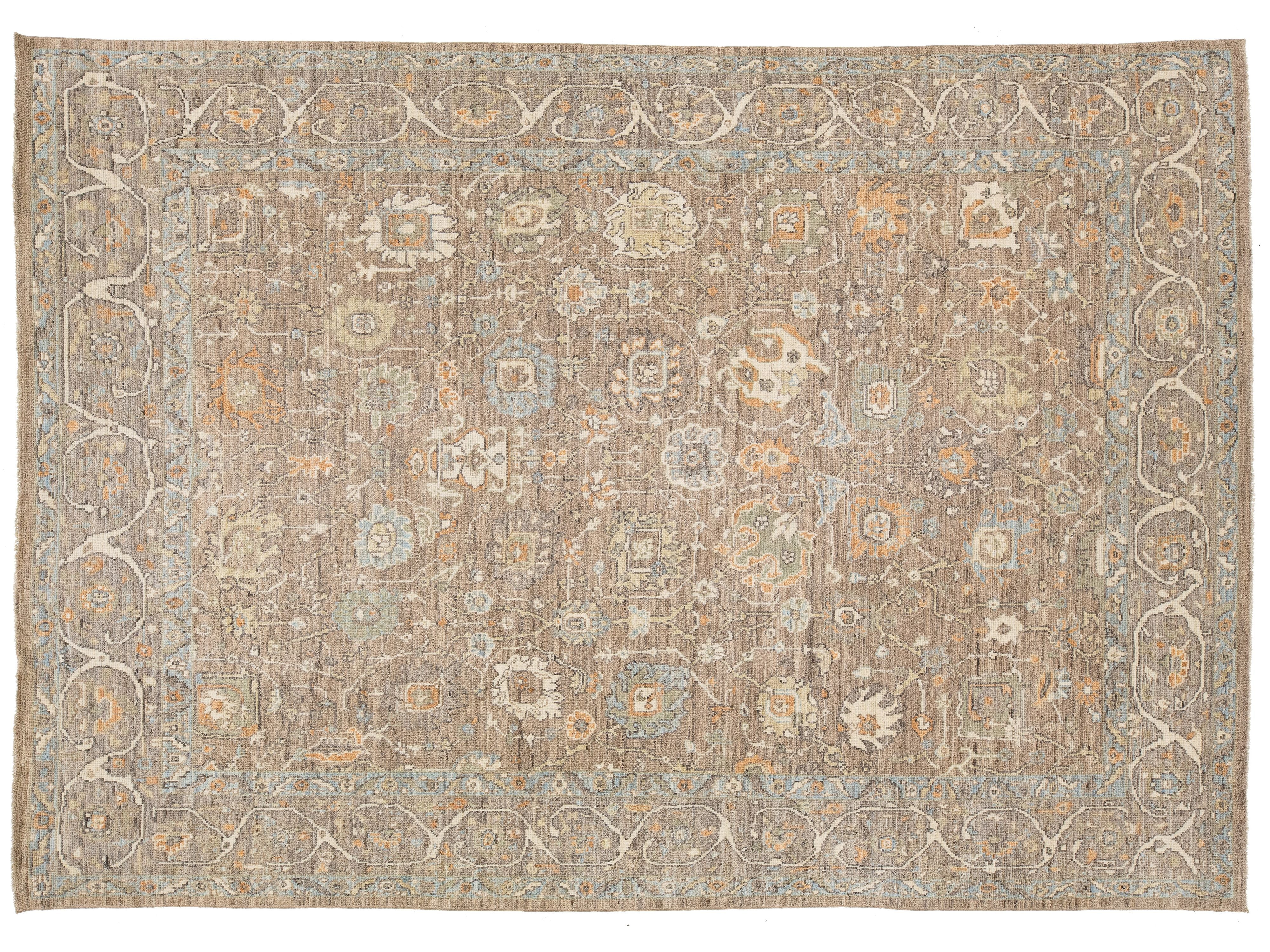 Modern Oushak Wool Rug 9 X 13