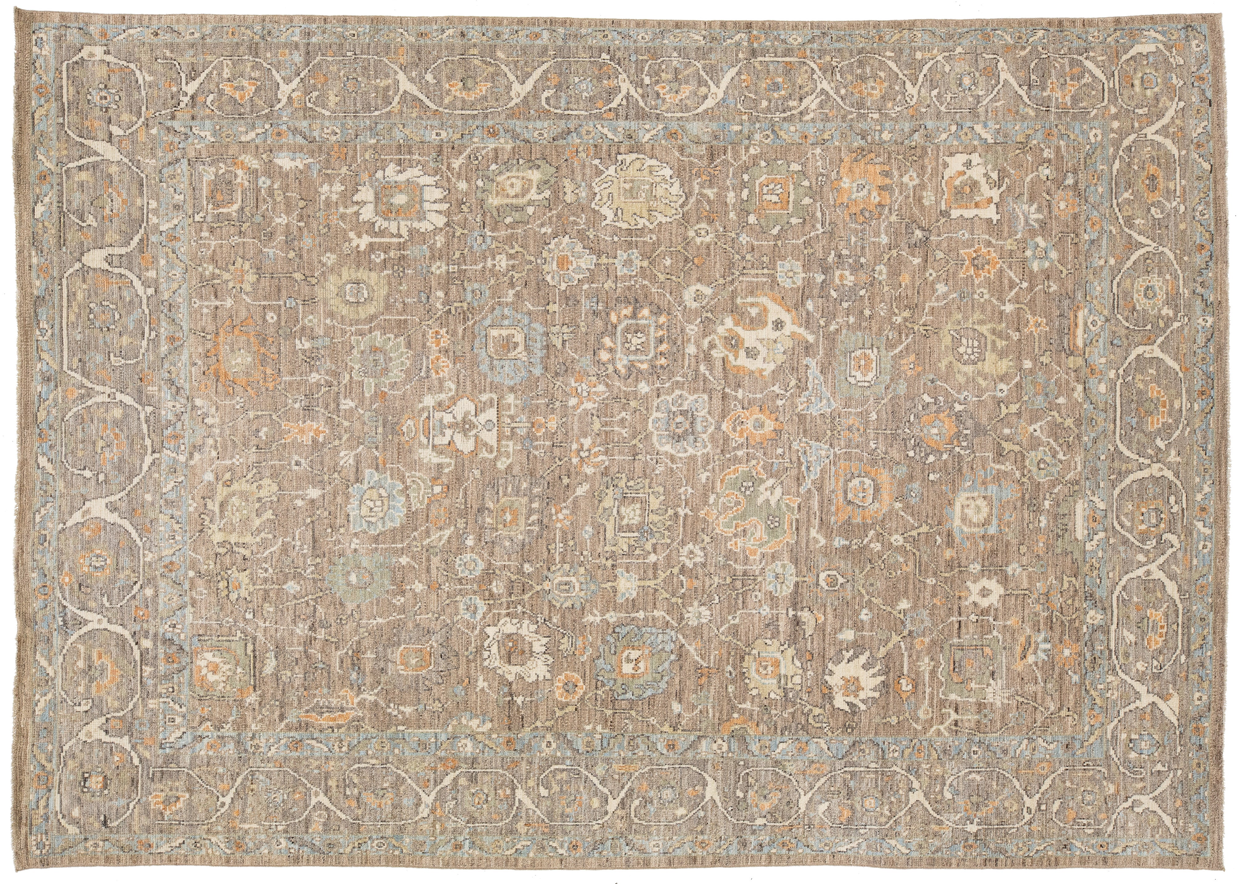 Modern Oushak Wool Rug 9 X 13