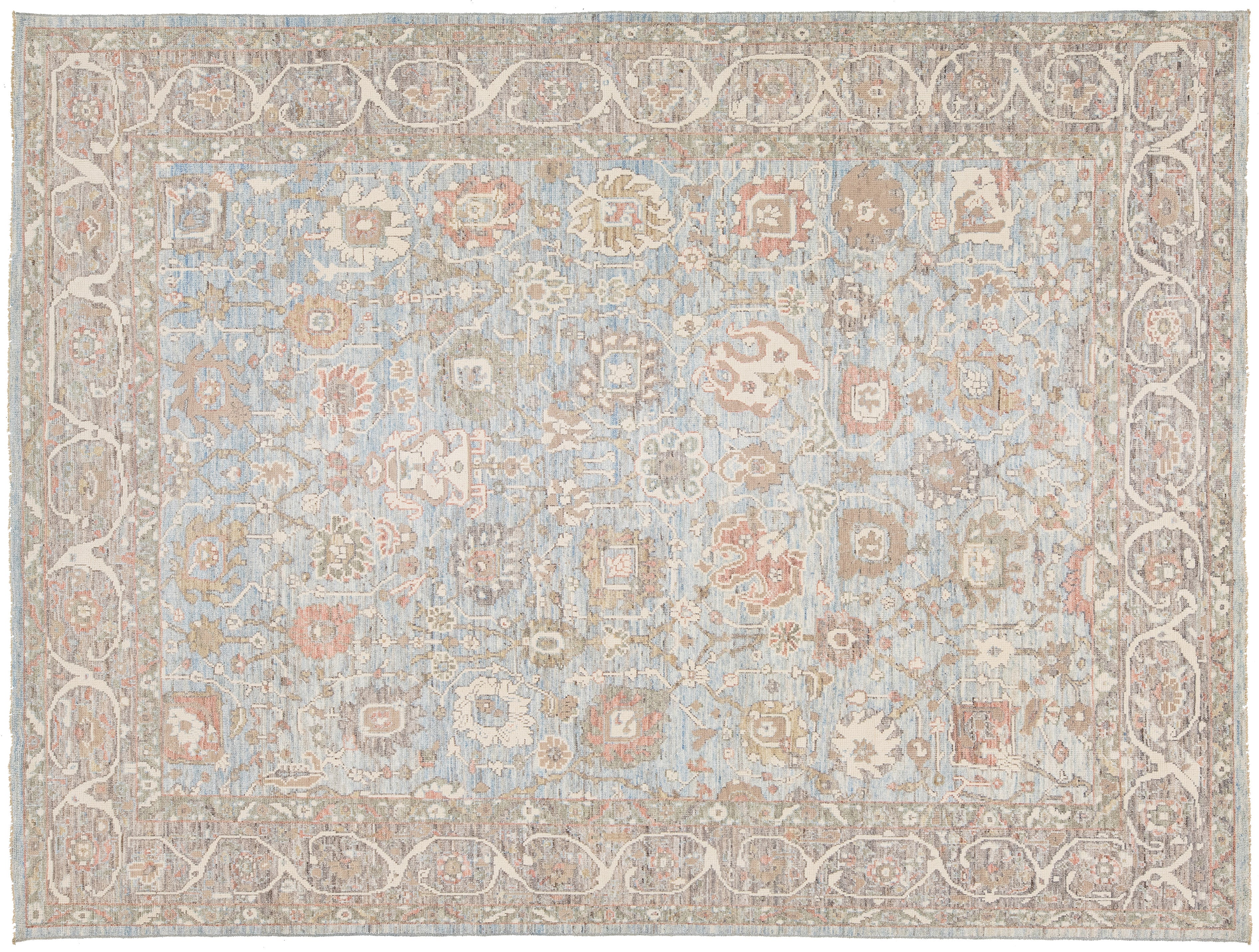 Modern Oushak Wool Rug 9 X 12