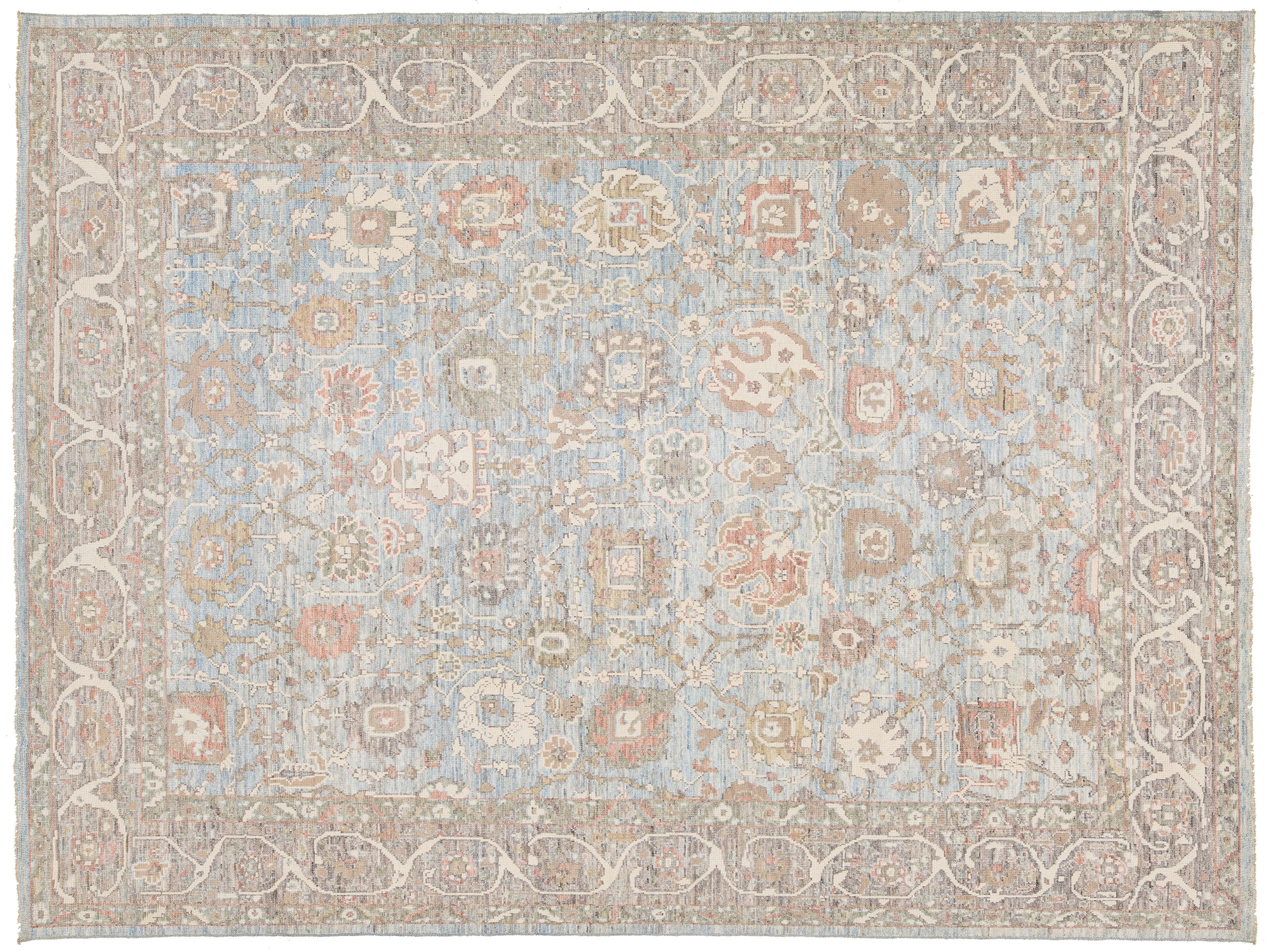 Modern Oushak Wool Rug 9 X 12