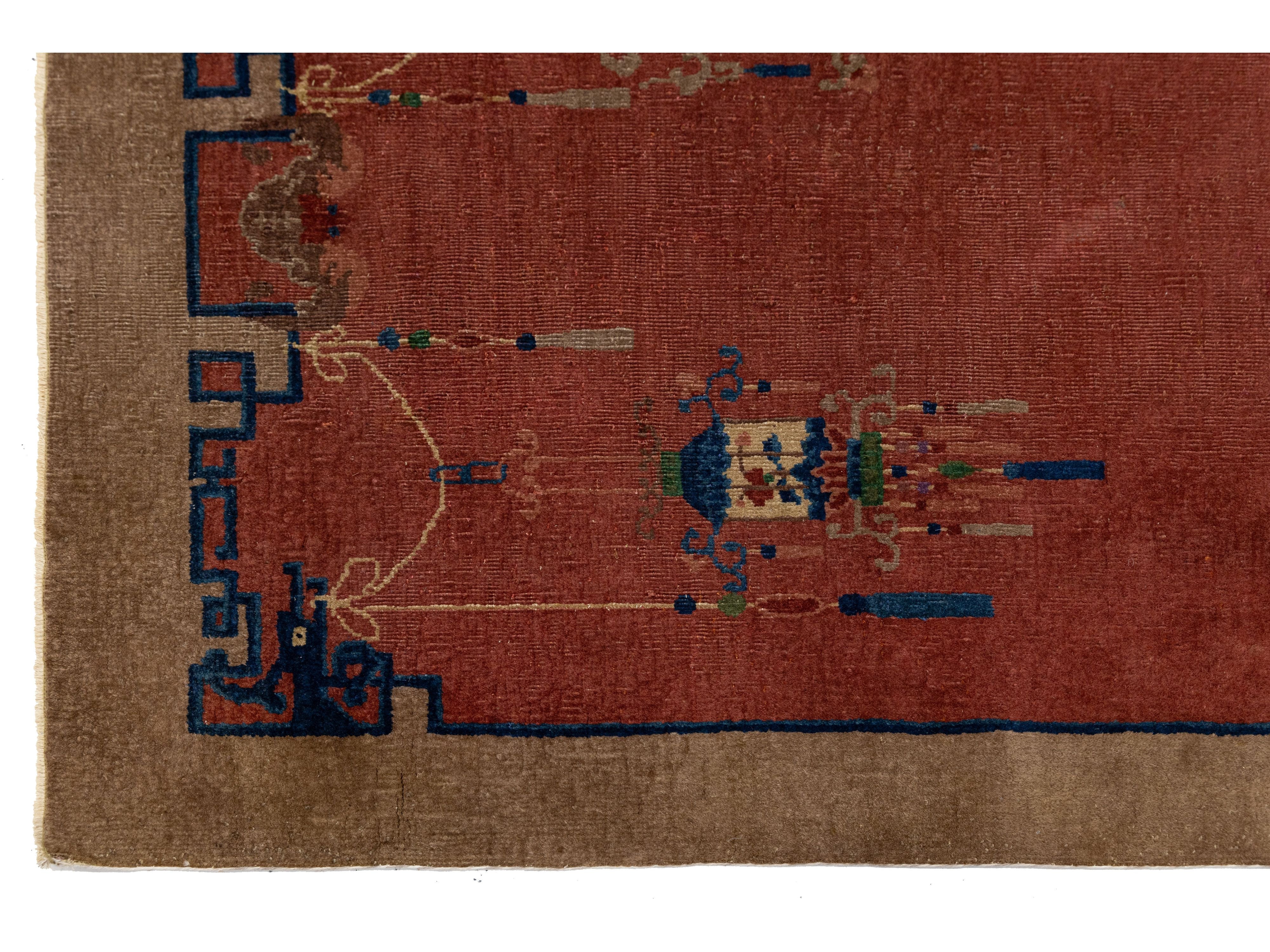 Antique Art Deco Chinese Wool Rug 4 X 7