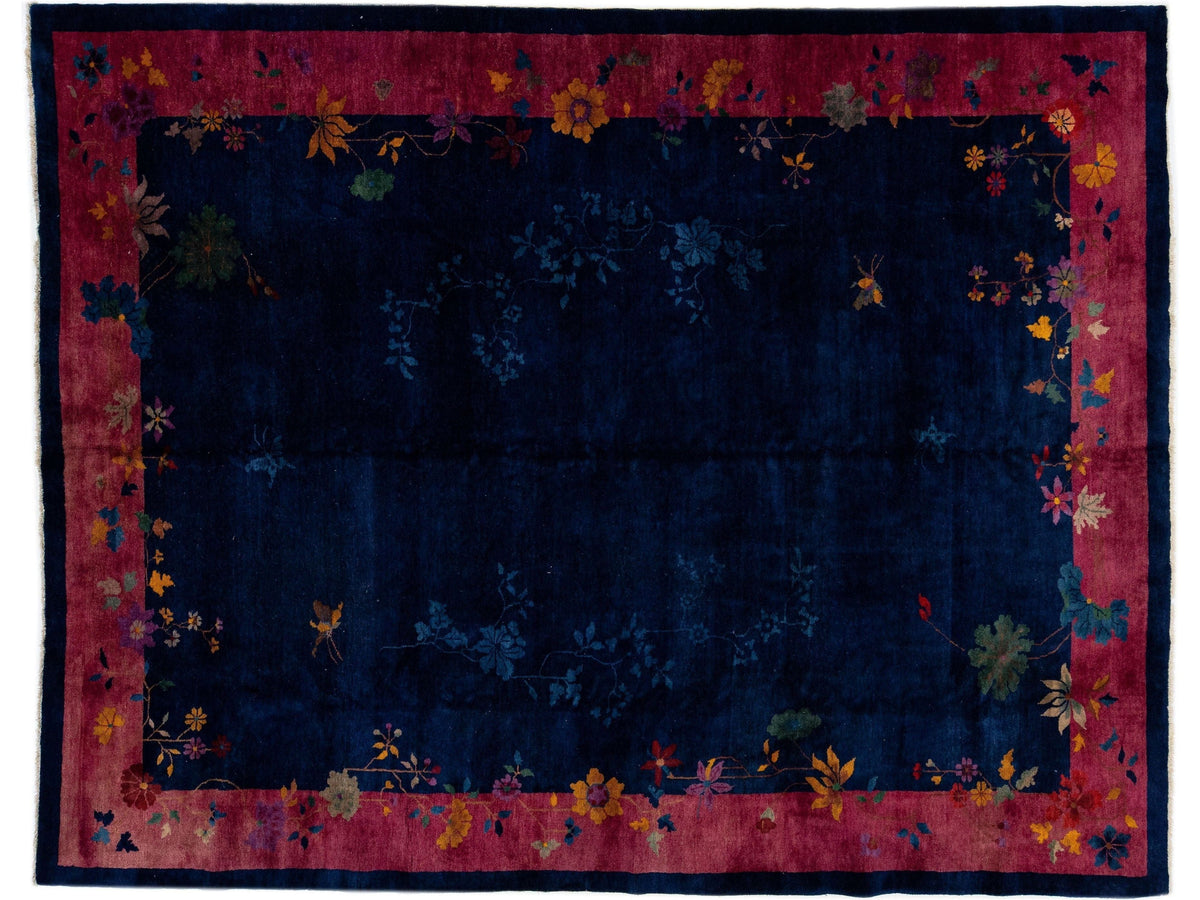 Antique Chinese Art Deco Wool Rug 9 x 11