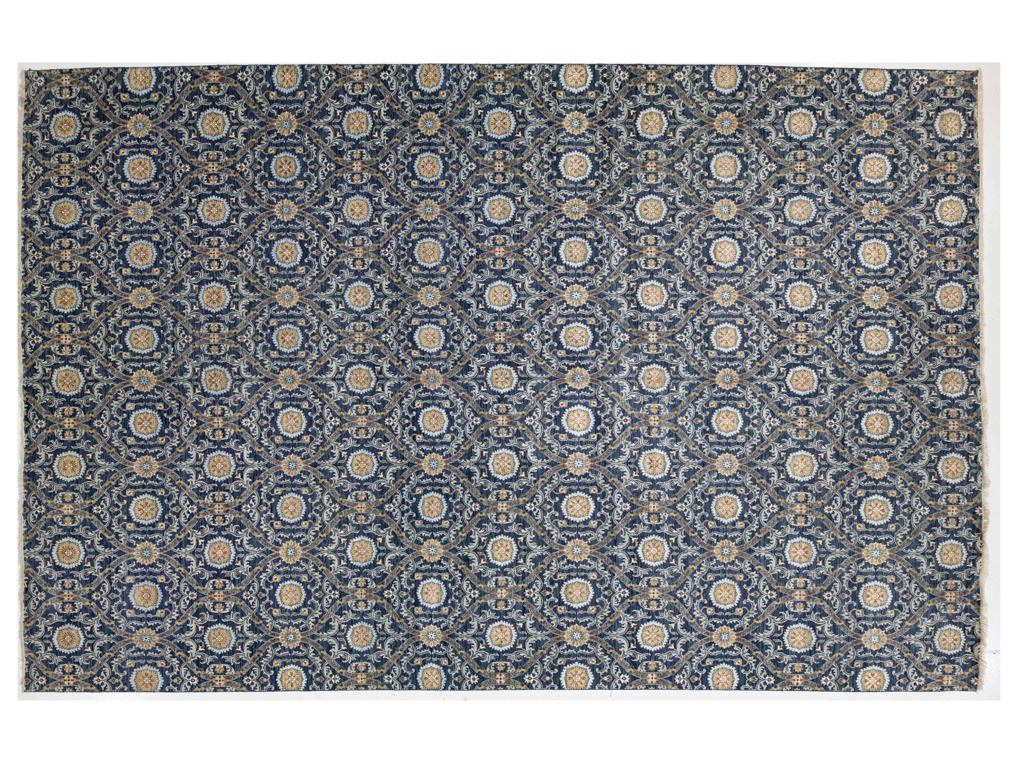 Modern Ikat Wool Rug 13 X 20