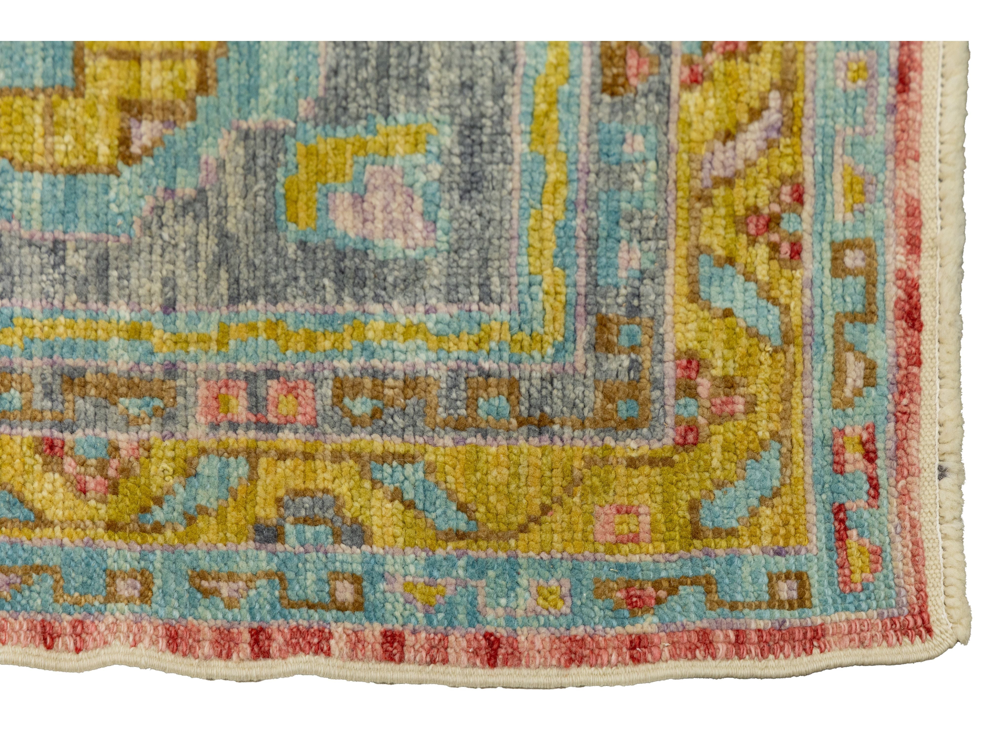 Modern Turkish Oushak Wool Rug 12 X 25