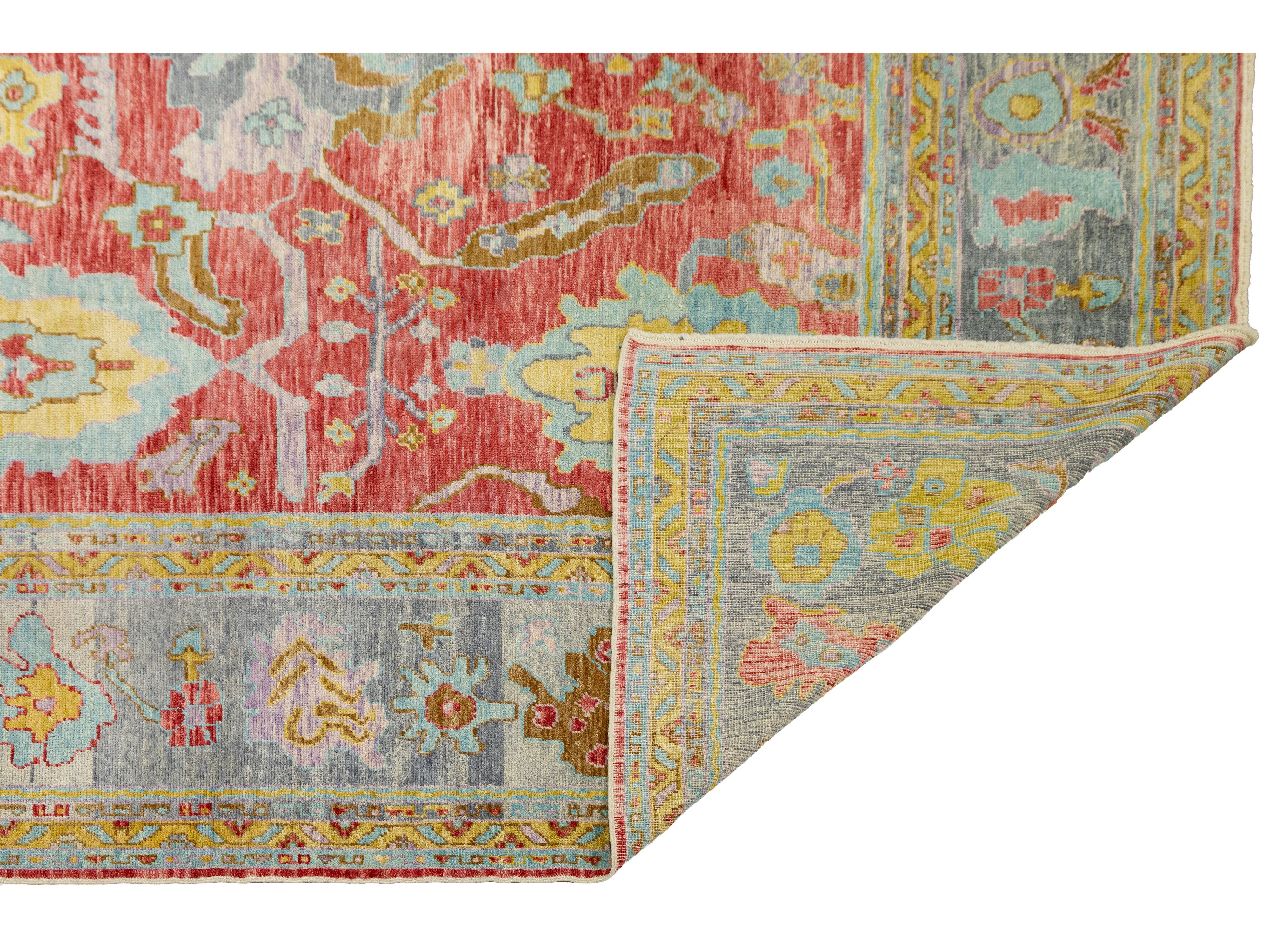 Modern Turkish Oushak Wool Rug 12 X 25
