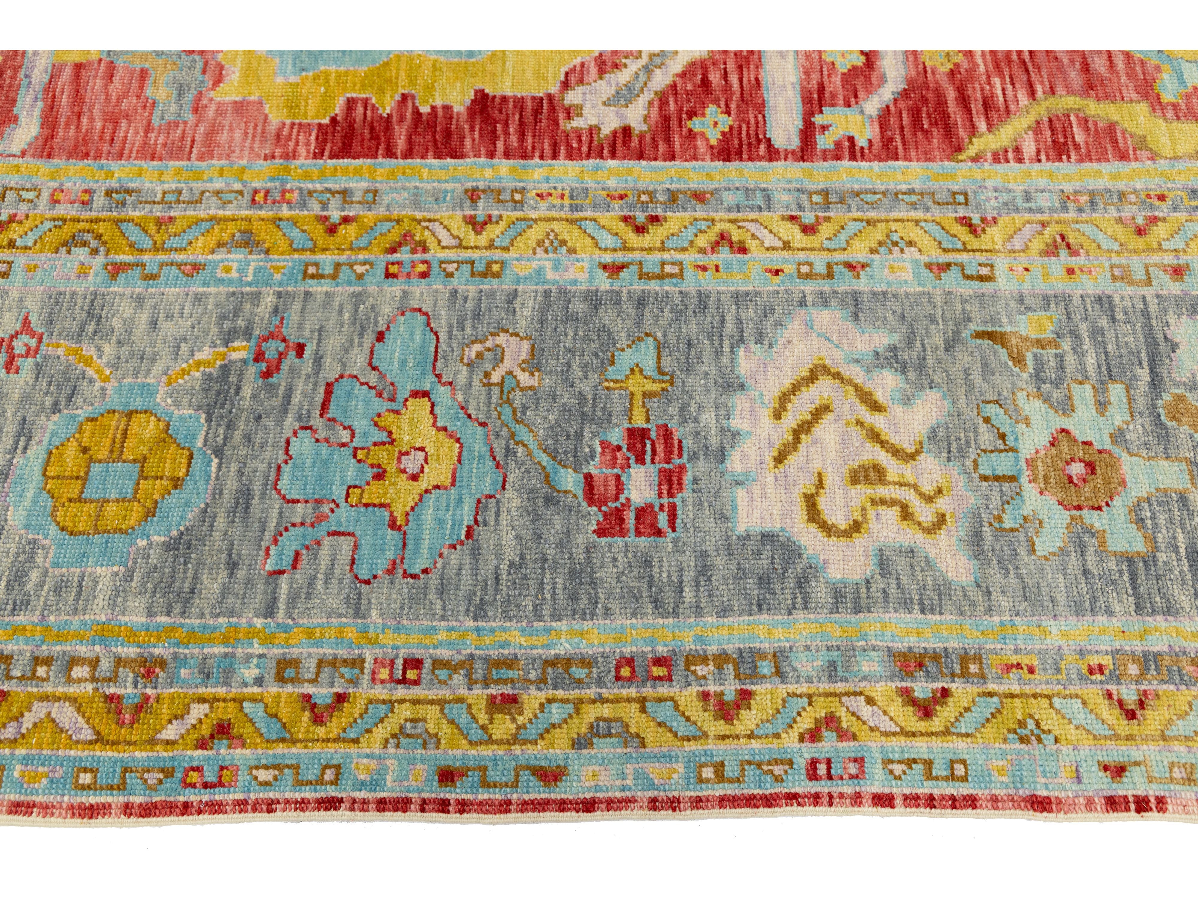 Modern Turkish Oushak Wool Rug 12 X 25