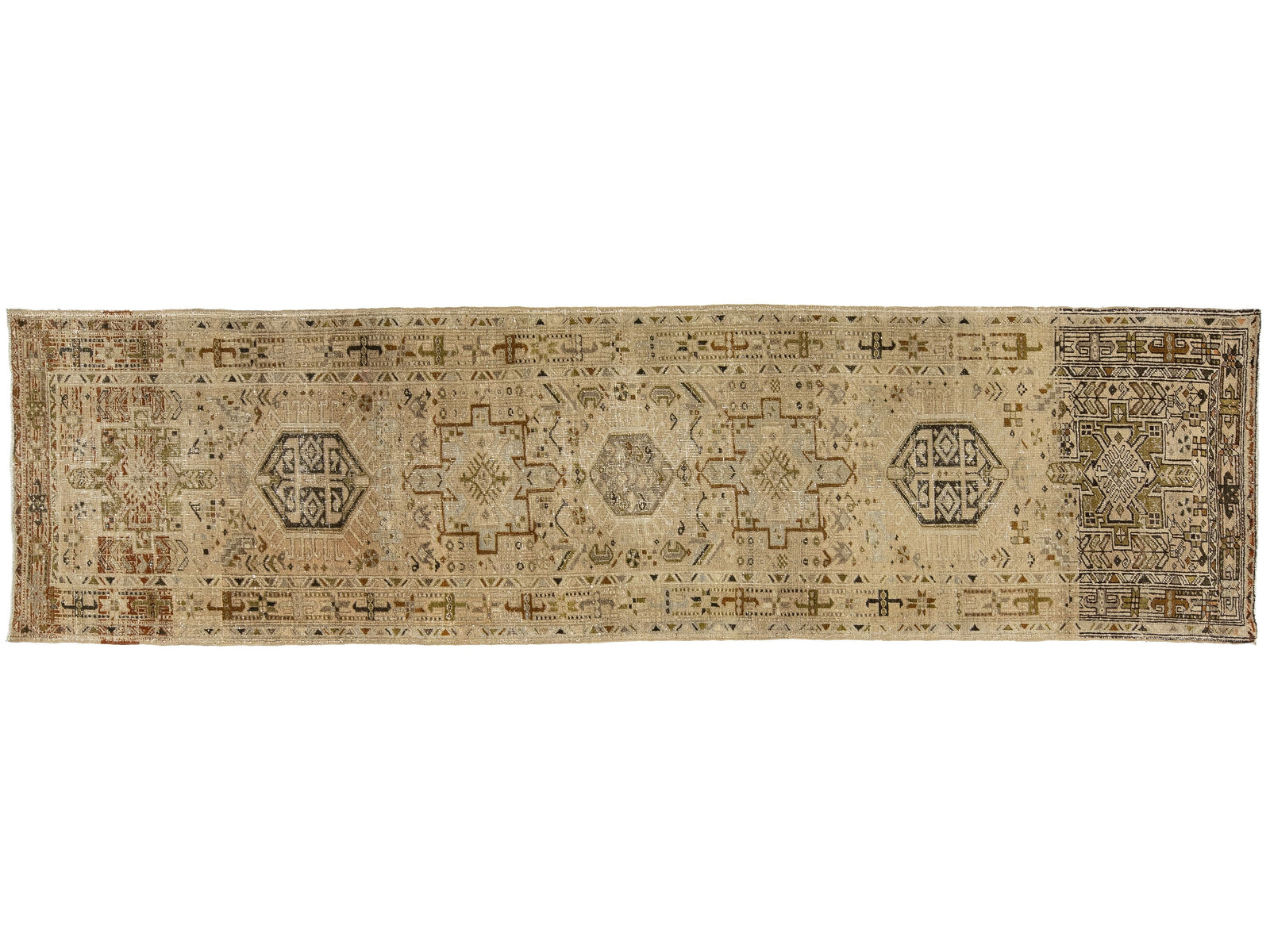 Antique Heriz Wool Runner 3 X 11