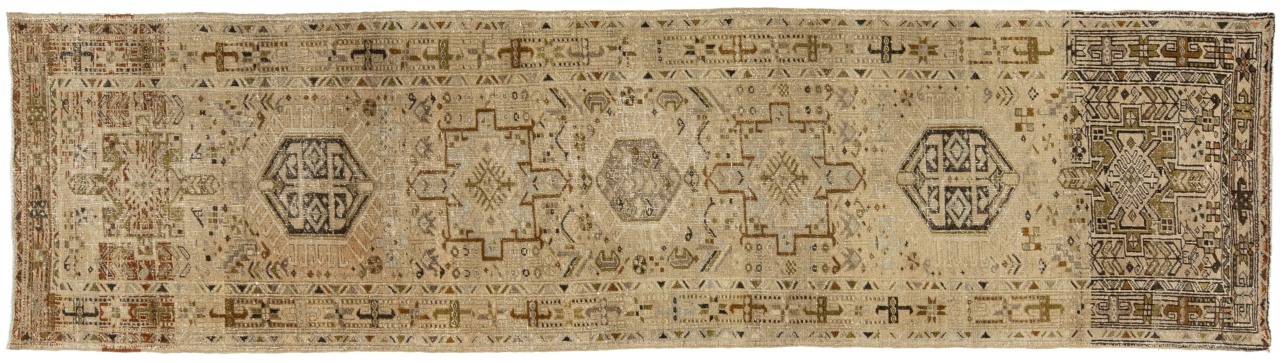 Antique Heriz Wool Runner 3 X 11