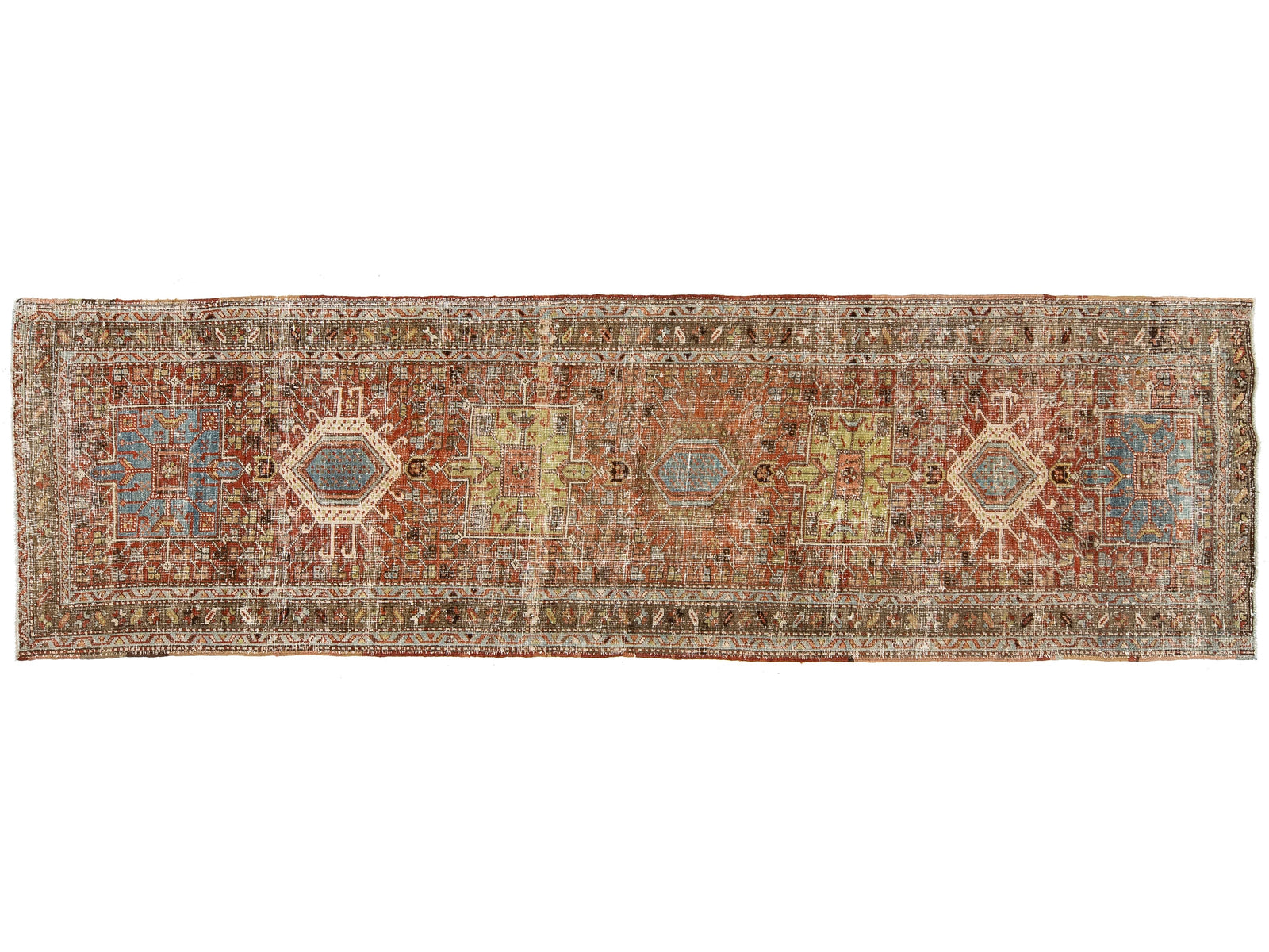 Antique Heriz Wool Runner 3 X 10