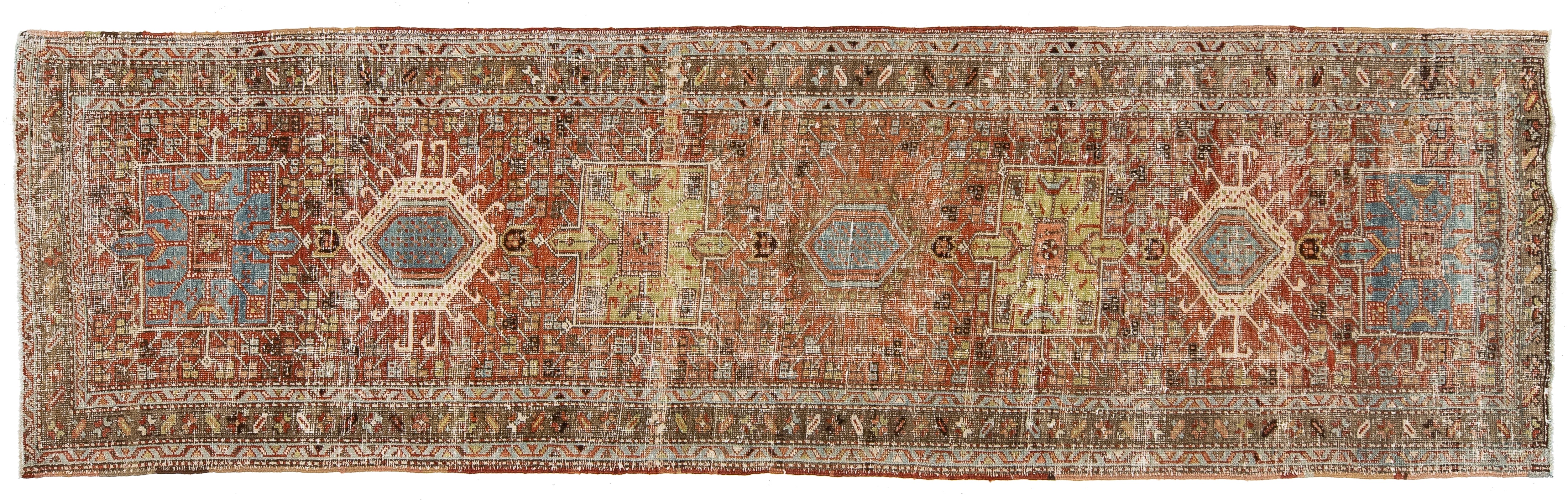 Antique Heriz Wool Runner 3 X 10