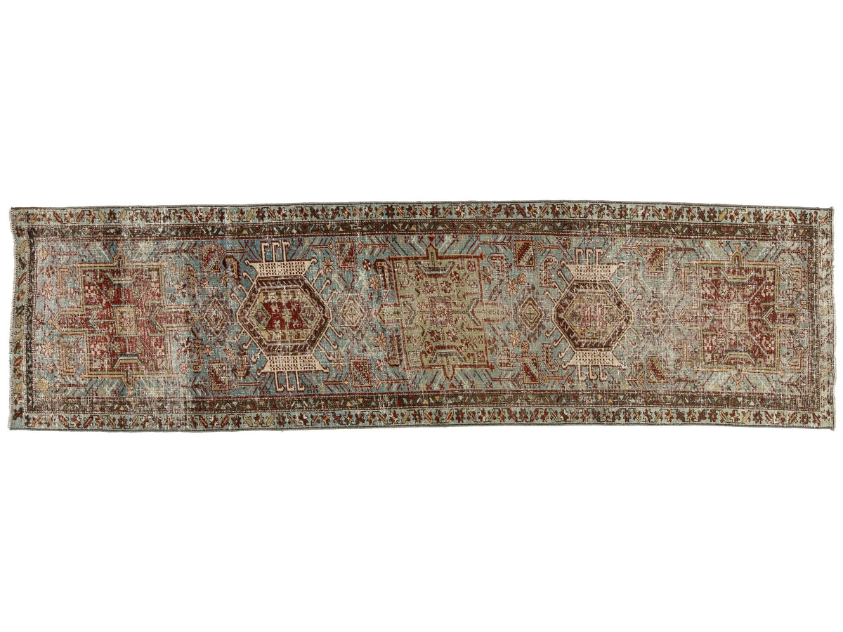 Antique Heriz Wool Runner 3 X 10