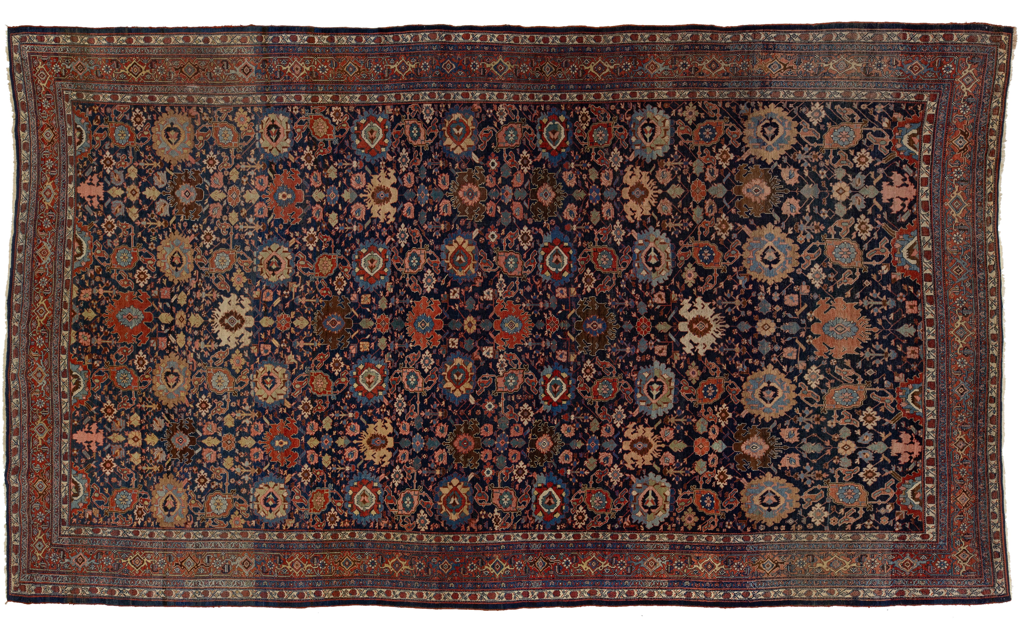 Antique Persian Bidjar Wool Rug 11 X 19