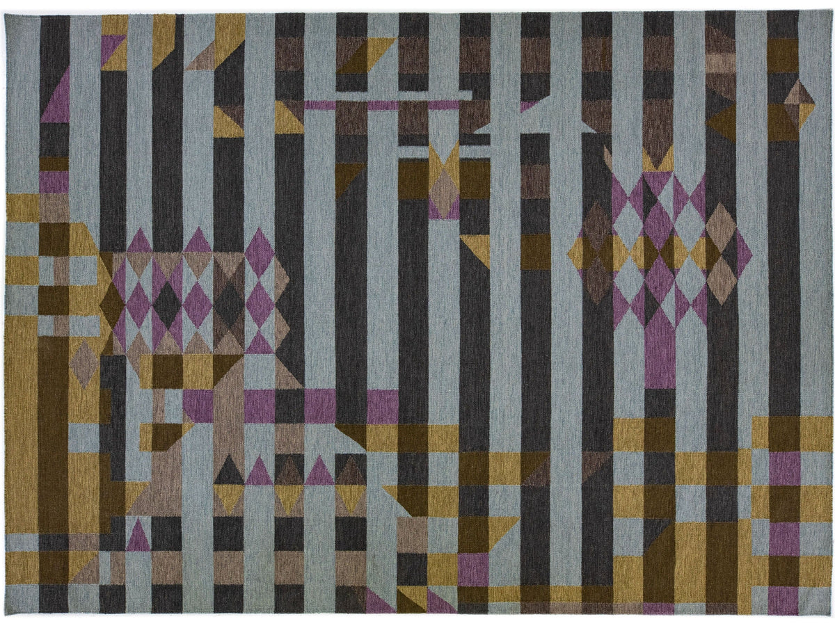 Modern Flatweave Kilim Wool Rug 10 x 14