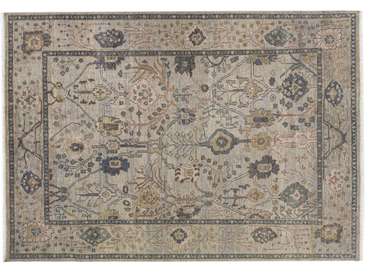 Modern Oushak Style Wool Rug 10 x 14