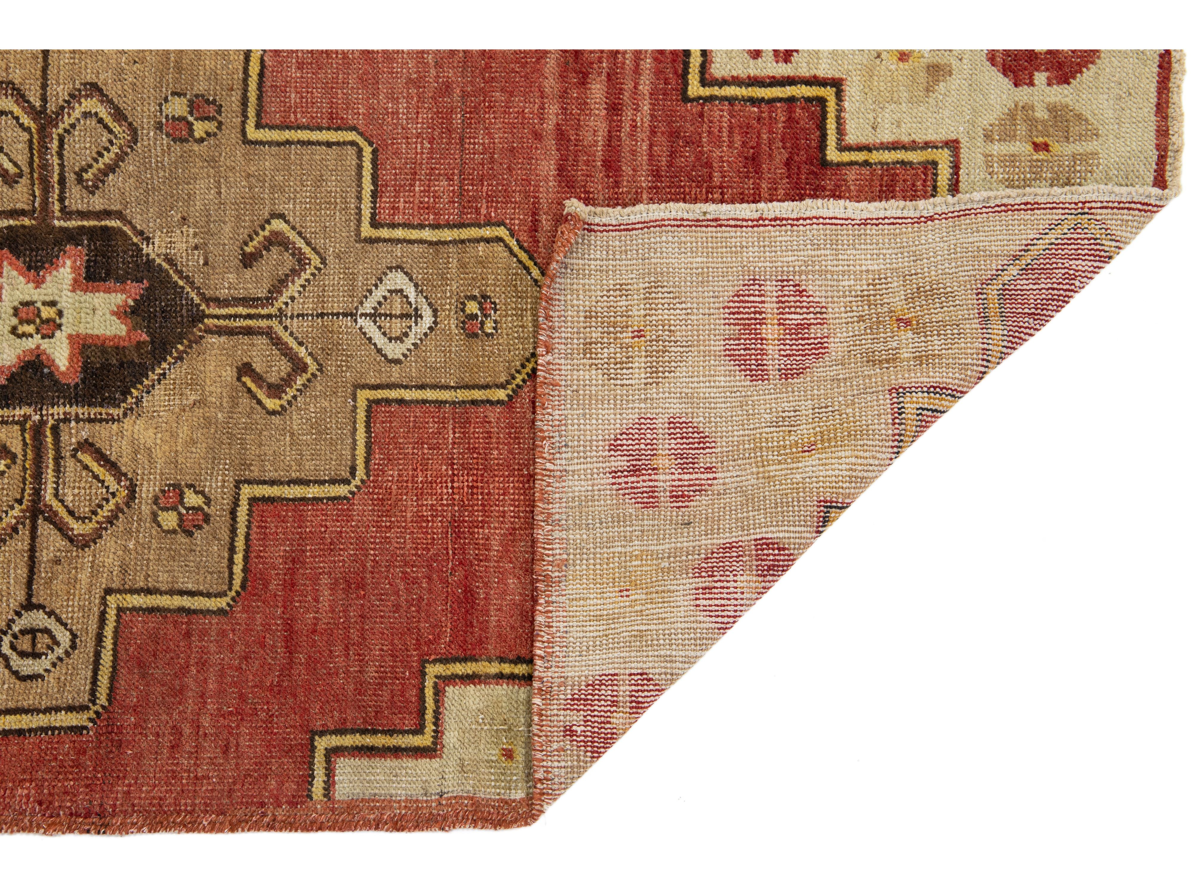 Vintage Turkish Anatolian Wool Runner Rug 3 X 7