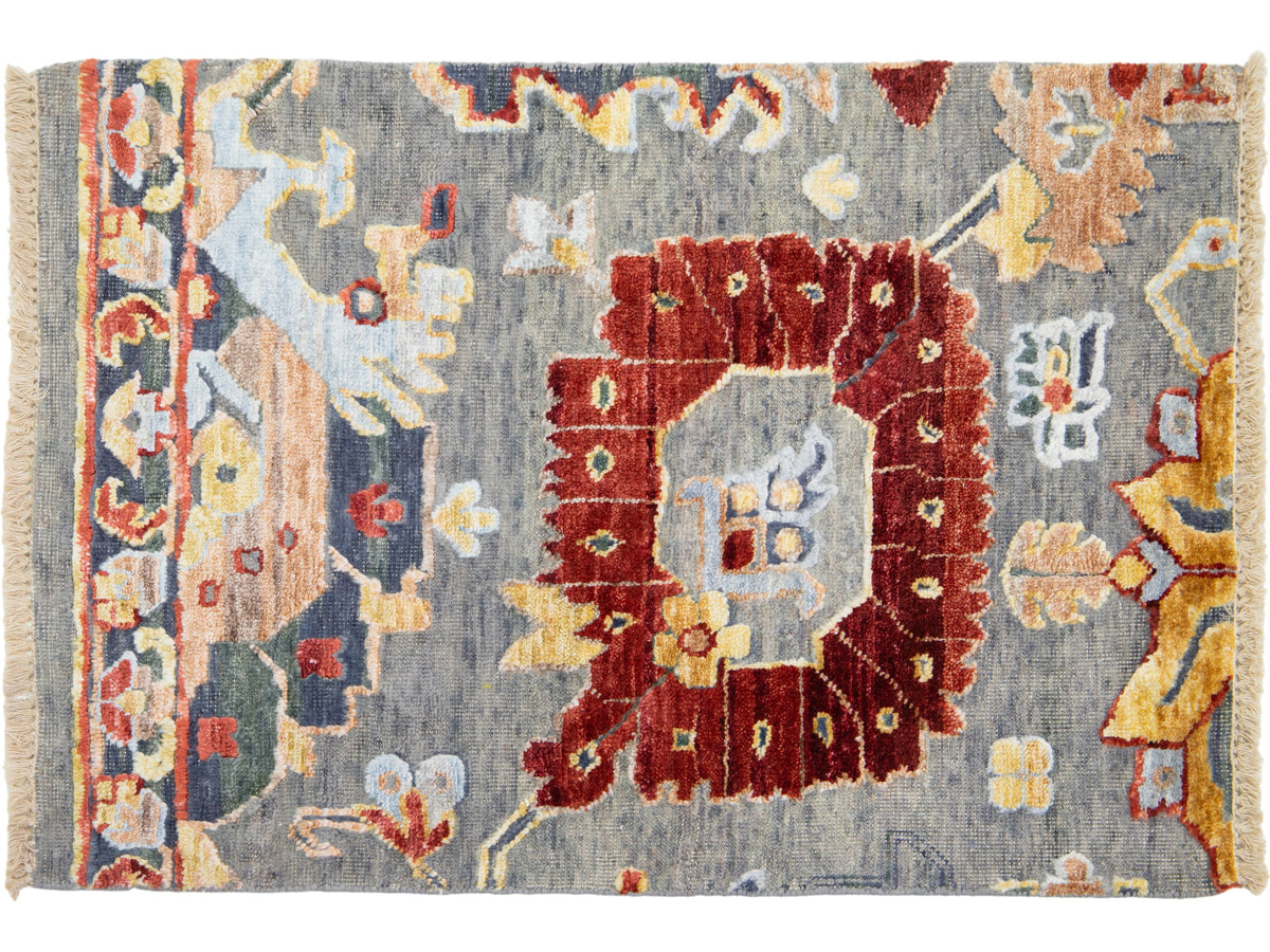 Modern Indian Wool and Viscose Custom Rug