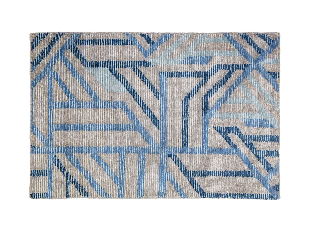 Modern Moroccan Wool and Silk Custom Rug