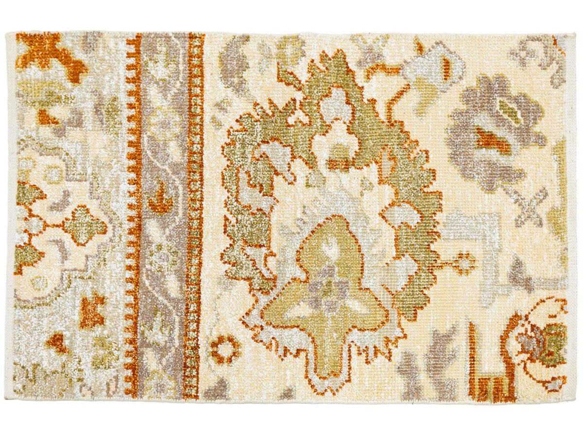 Modern Oushak Wool and Silk Custom Rug