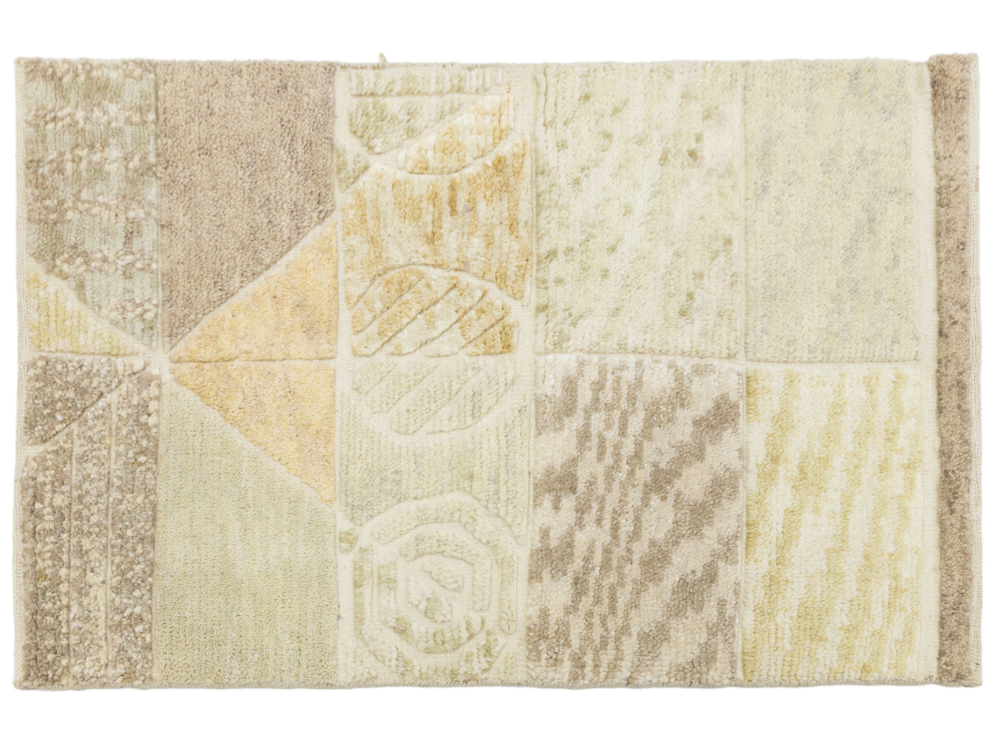 Modern Scandinavian Wool and Silk Custom Rug