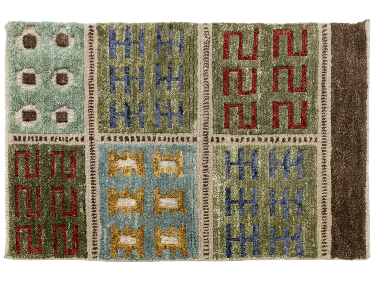 Modern Scandinavian Wool and Silk Custom Rug