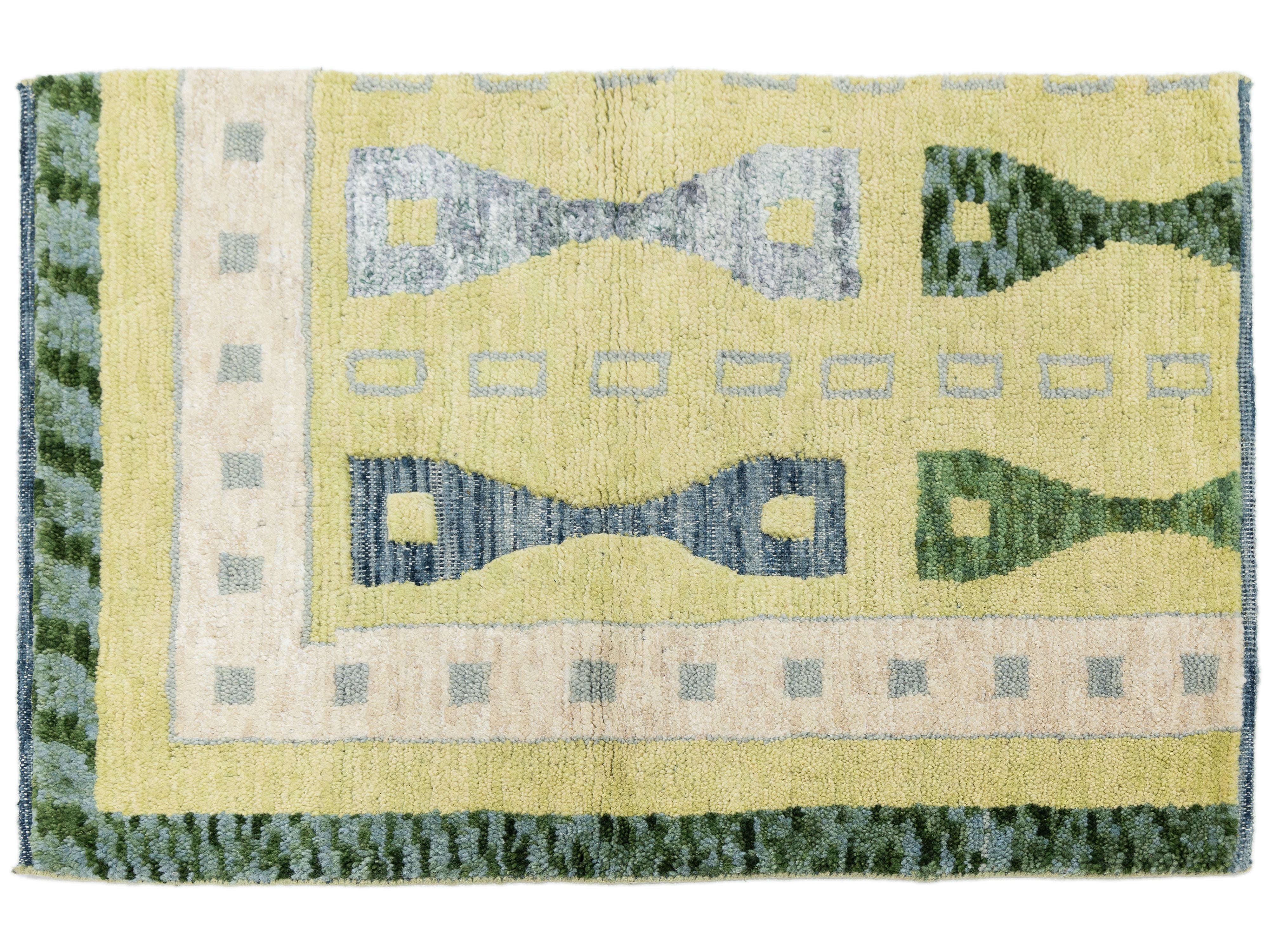 Modern Scandinavian Wool and Silk Custom Rug