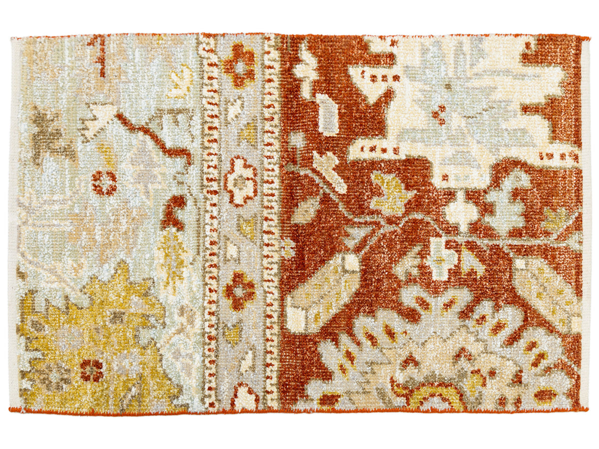 Modern Oushak Wool and Silk Custom Rug