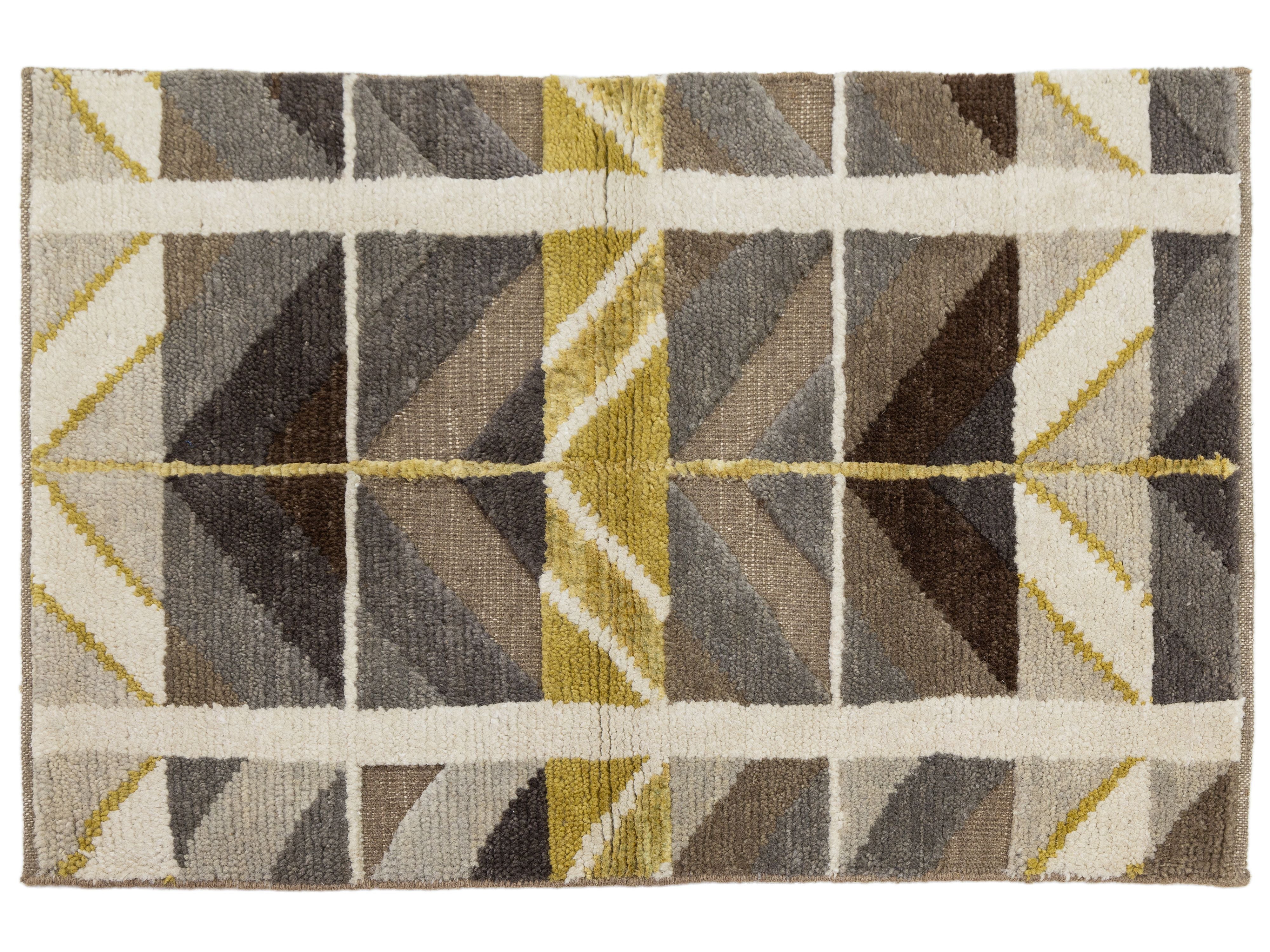 Modern Scandinavian Wool and Silk Custom Rug