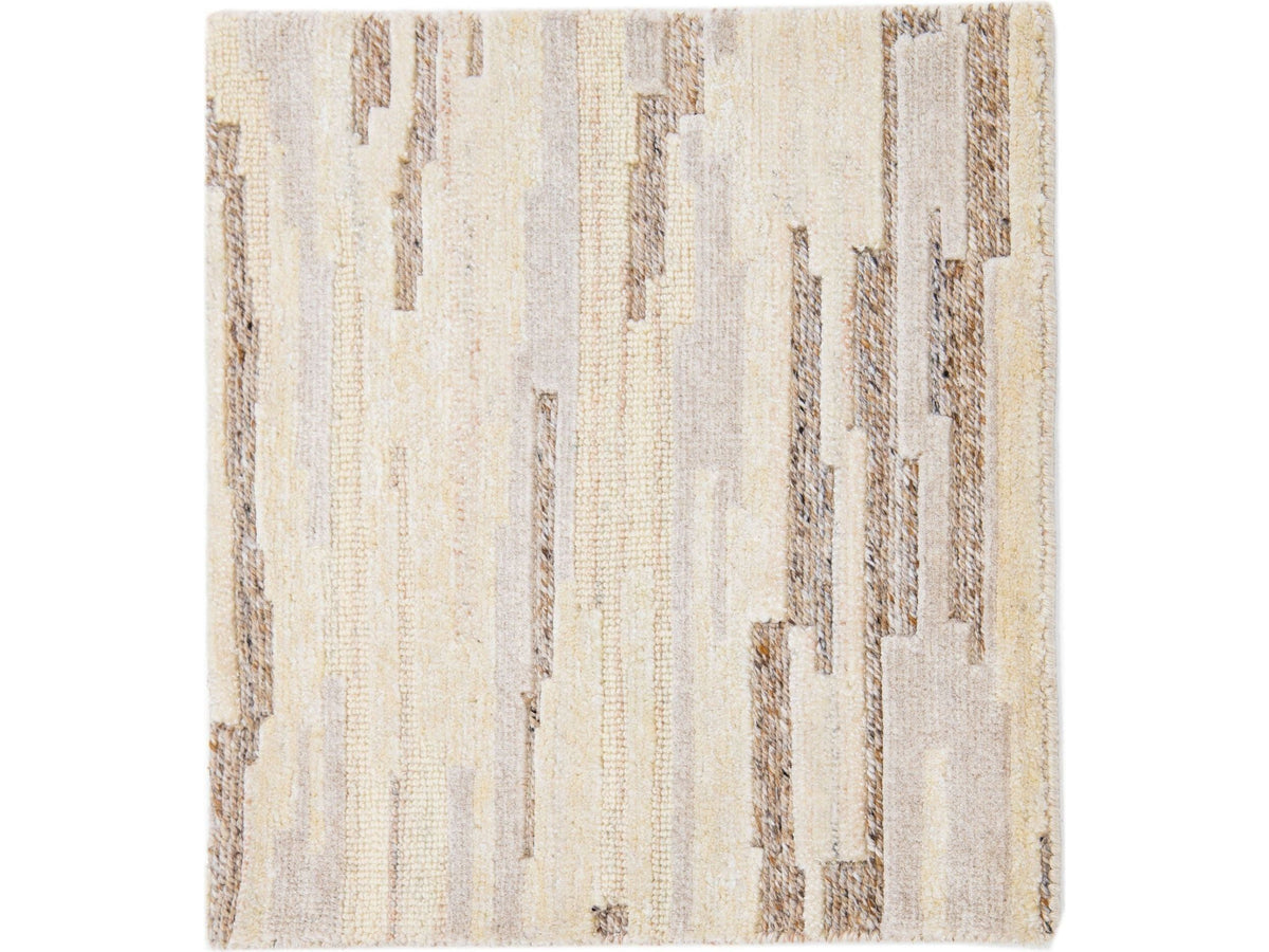 Modern Tibetan Wool and Viscose Custom Rug