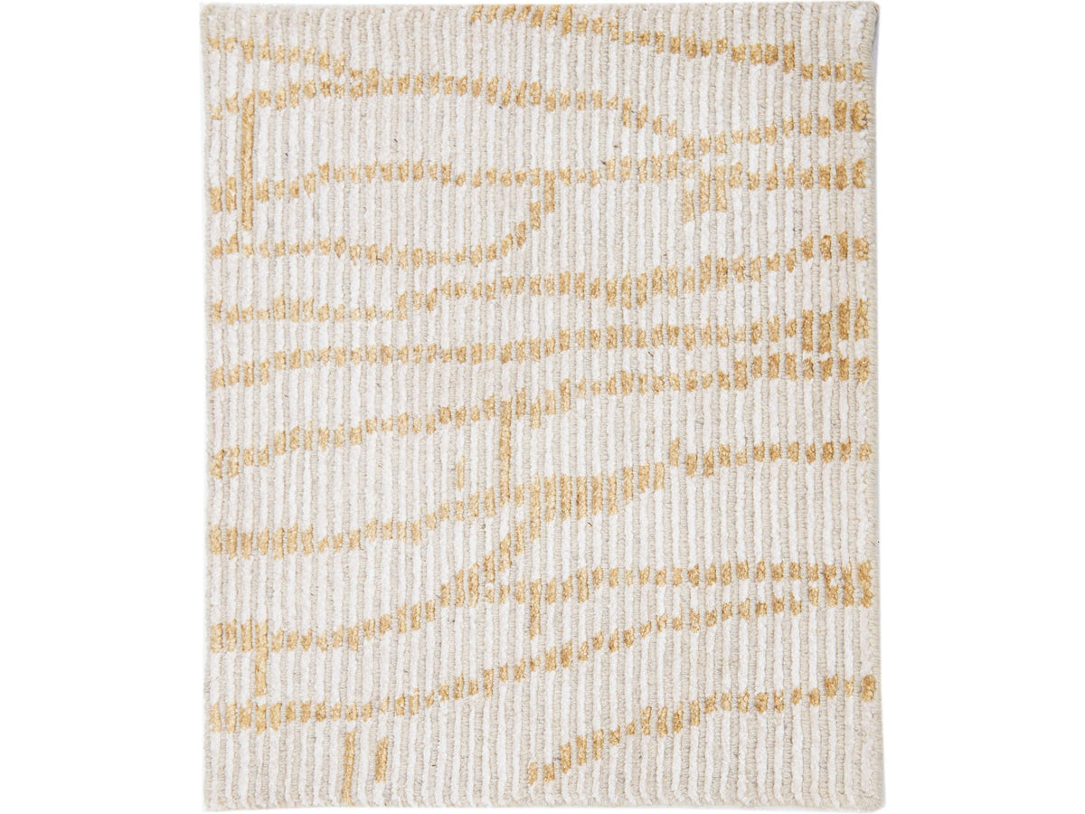 Modern Moroccan Wool and Viscose Custom Rug