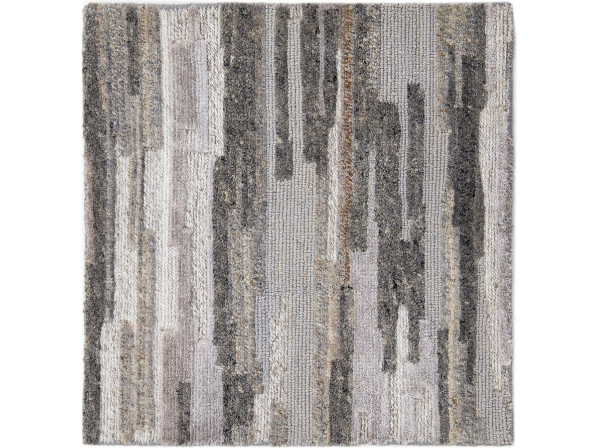 Modern Tibetan Wool and Viscose Custom Rug