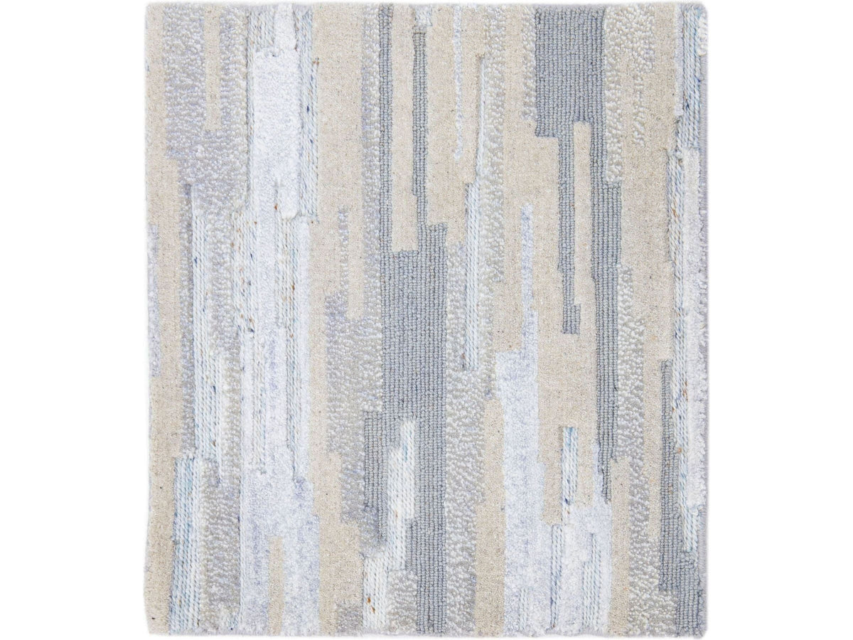 Modern Tibetan Wool and Viscose Custom Rug