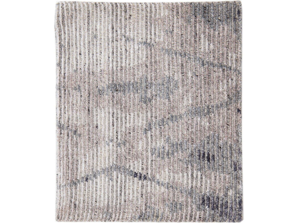 Modern Moroccan Wool and Viscose Custom Rug