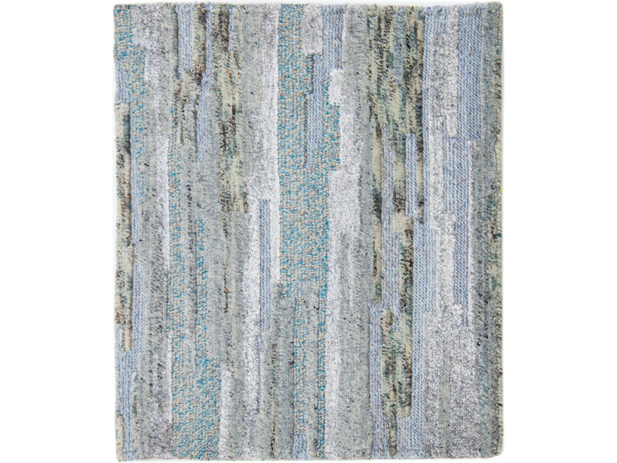Modern Tibetan Wool and Viscose Custom Rug