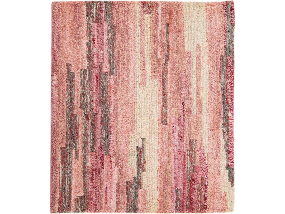 Modern Tibetan Wool and Viscose Custom Rug