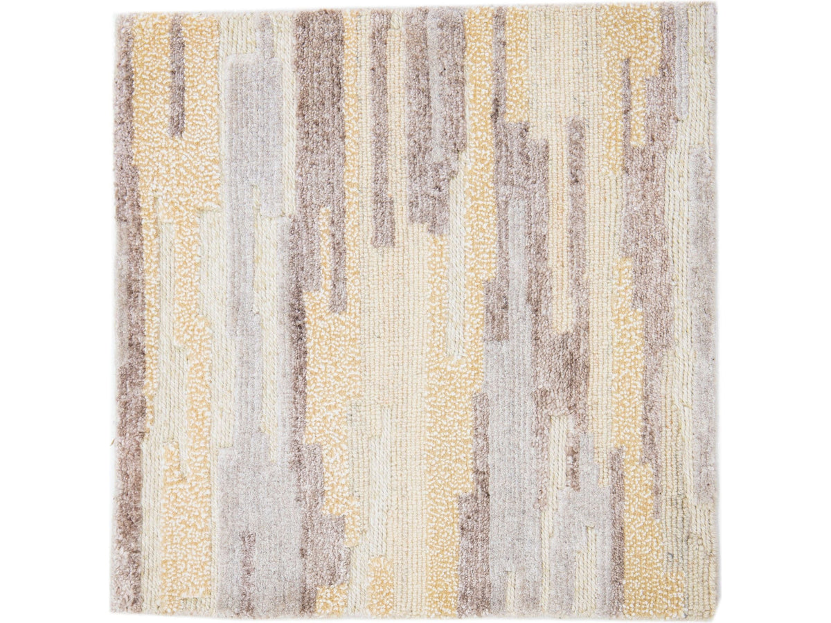 Modern Tibetan Wool and Viscose Custom Rug
