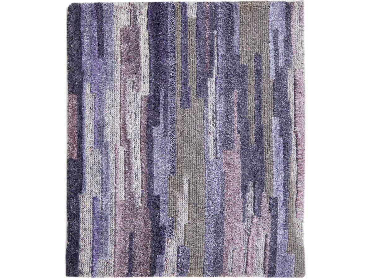 Modern Tibetan Wool and Viscose Custom Rug