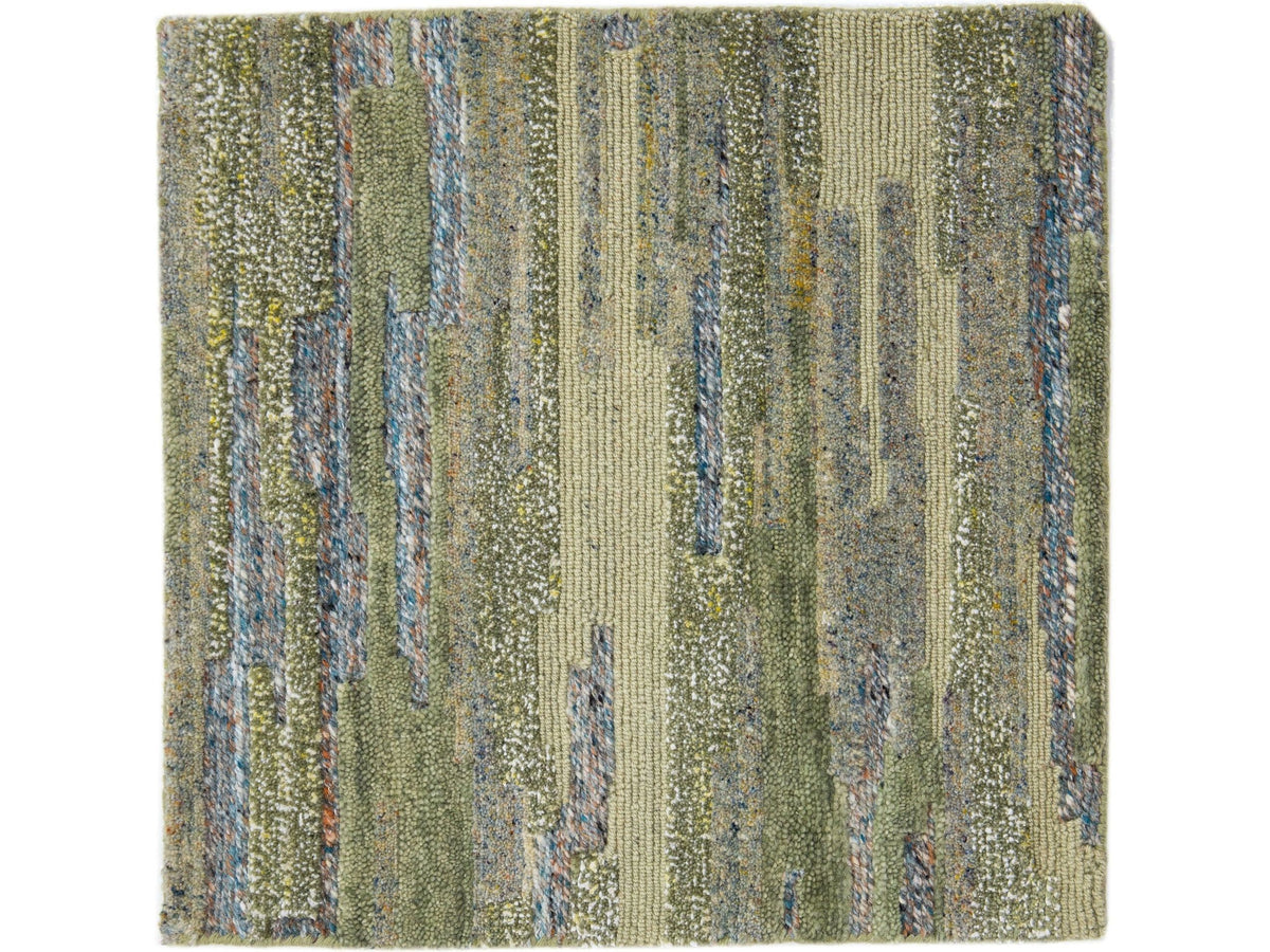 Modern Tibetan Wool and Viscose Custom Rug