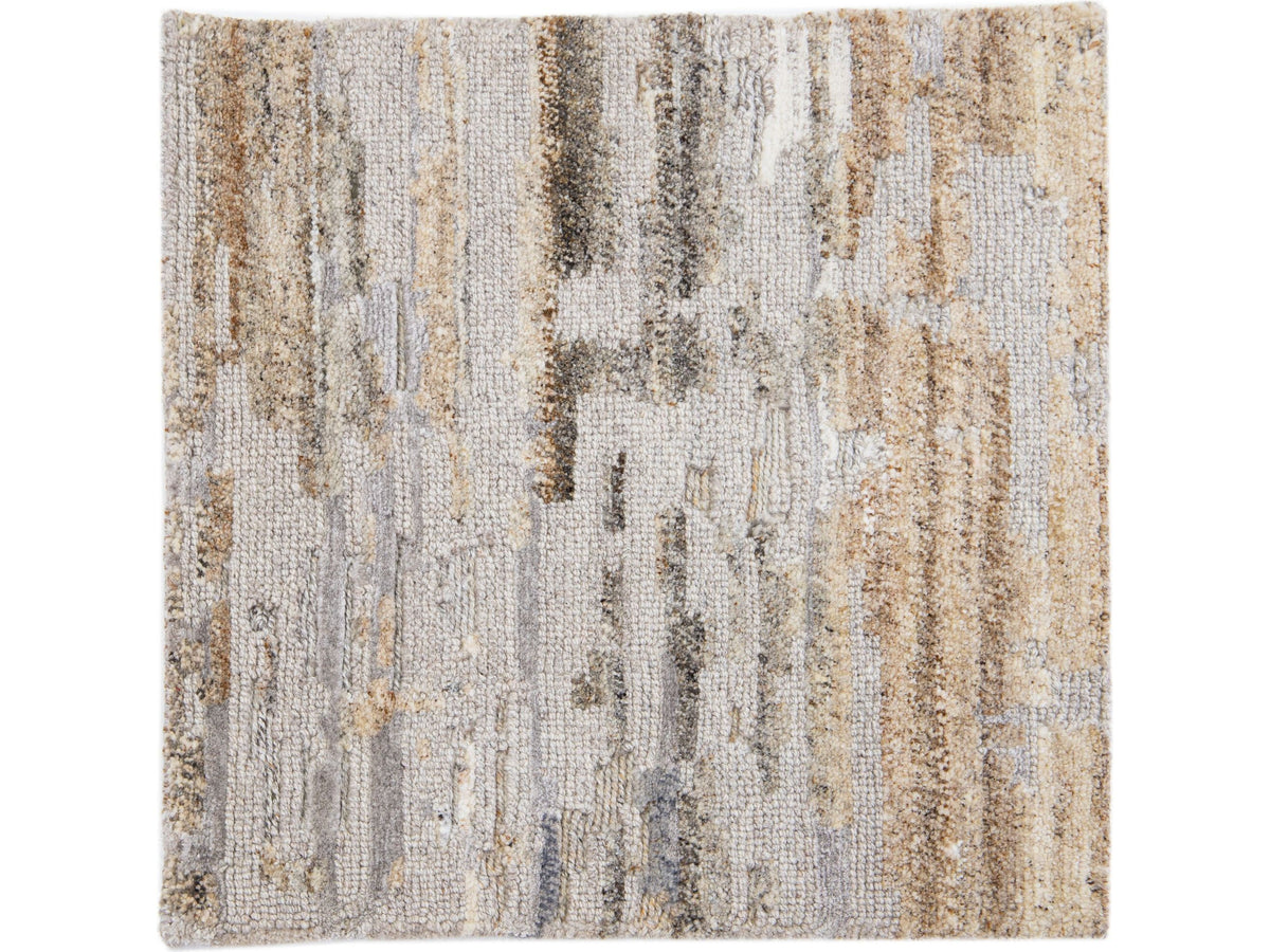 Modern Tibetan Wool and Viscose Custom Rug