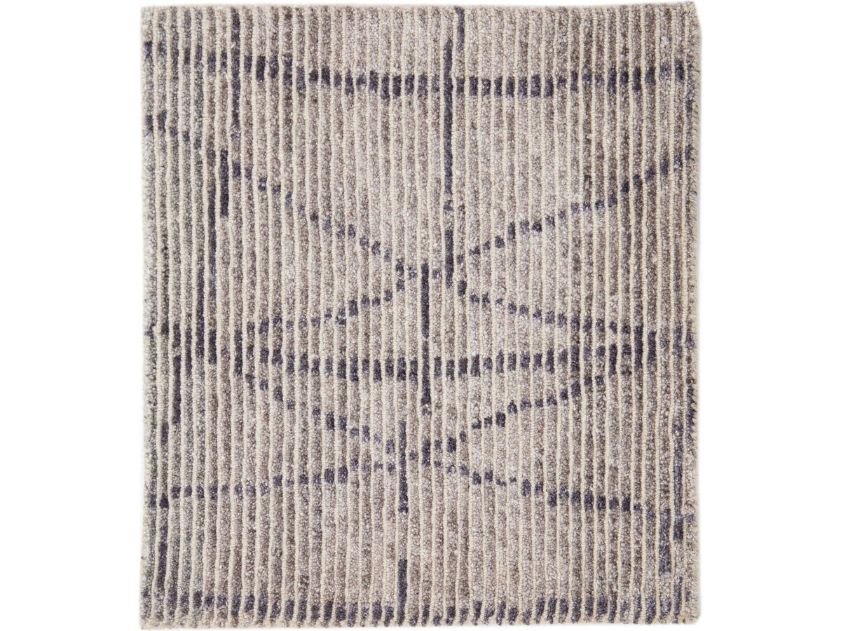 Modern Moroccan Wool and Viscose Custom Rug