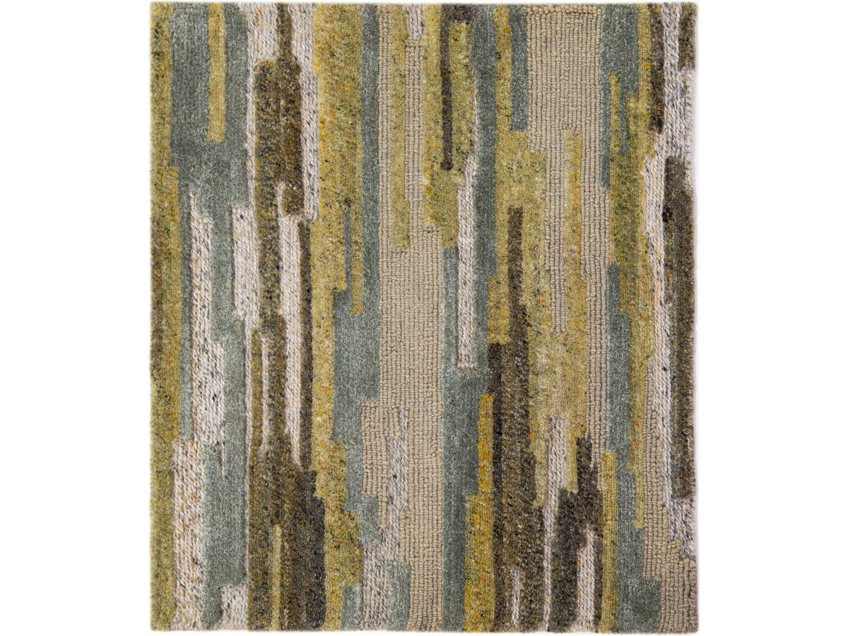 Modern Tibetan Wool and Viscose Custom Rug