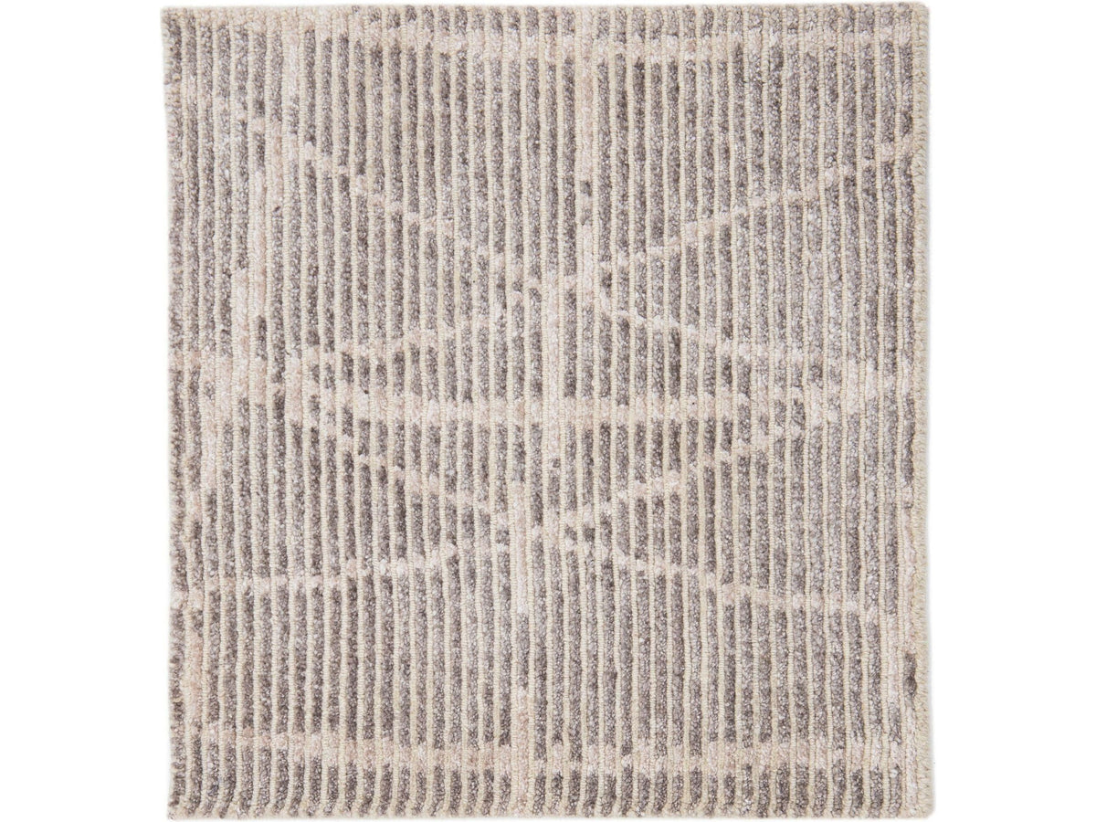 Modern Moroccan Wool and Viscose Custom Rug