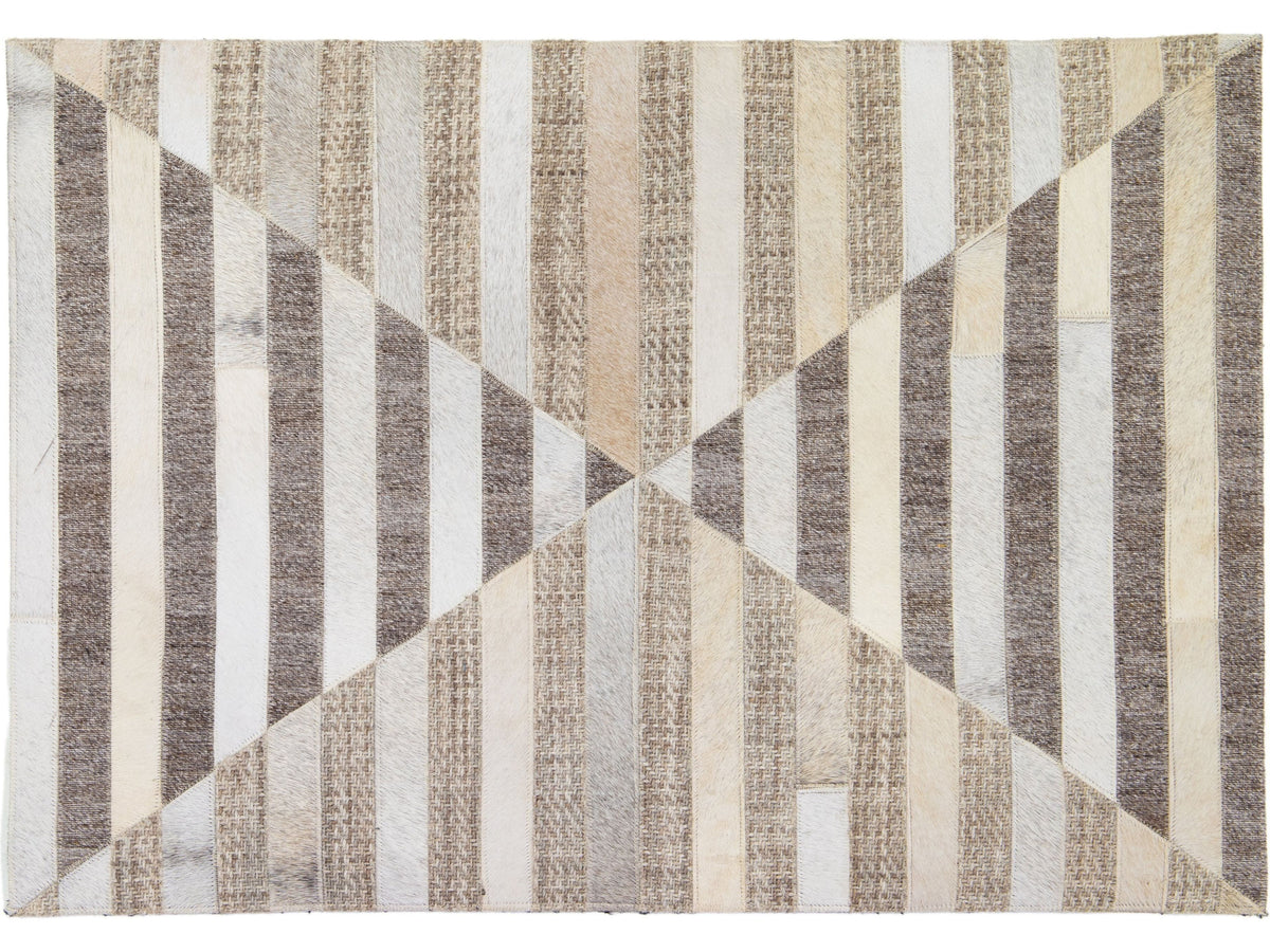 Modern Leather/Wool Patch Custom Rug