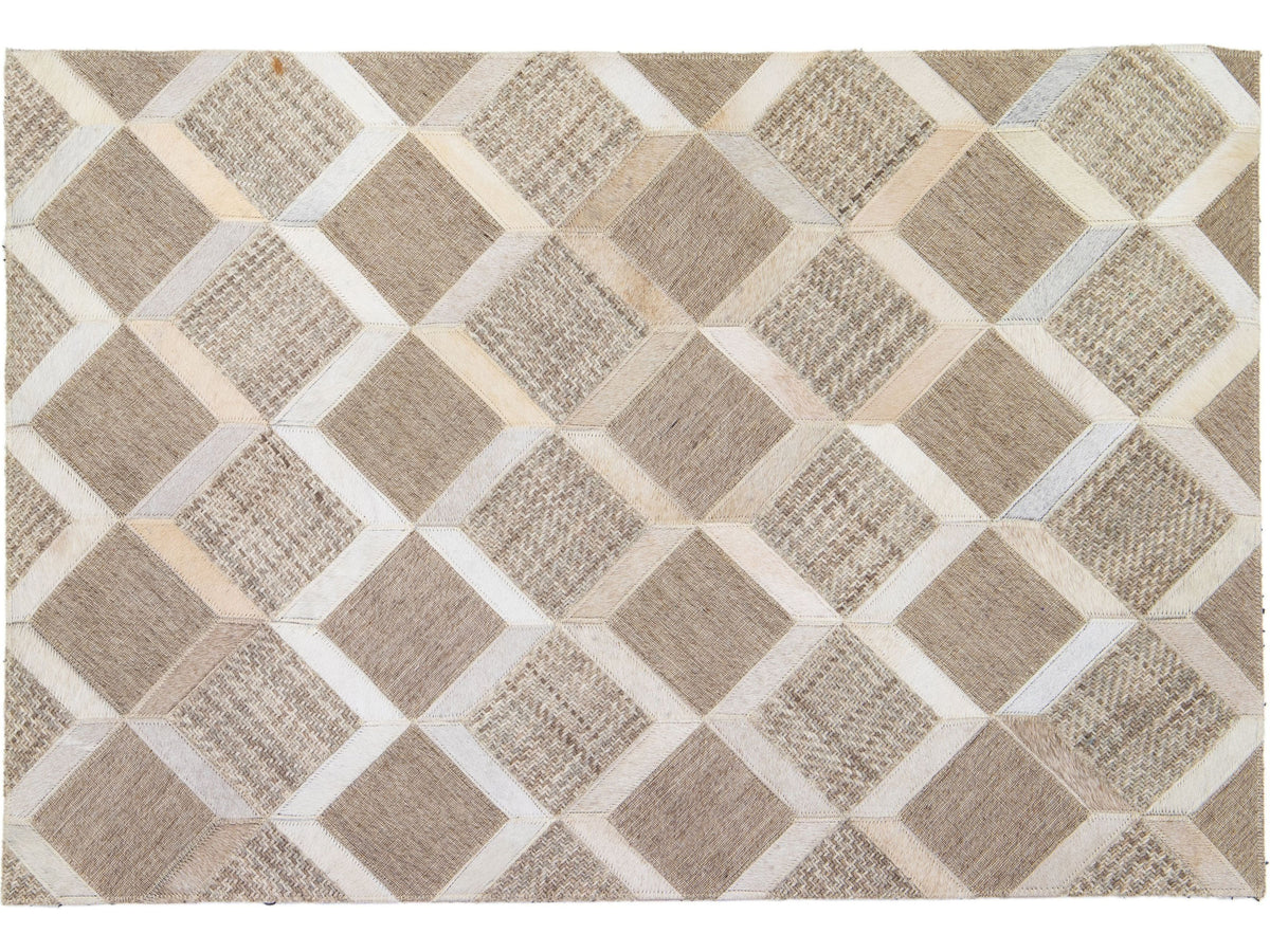 Modern Leather/Wool Patch Custom Rug