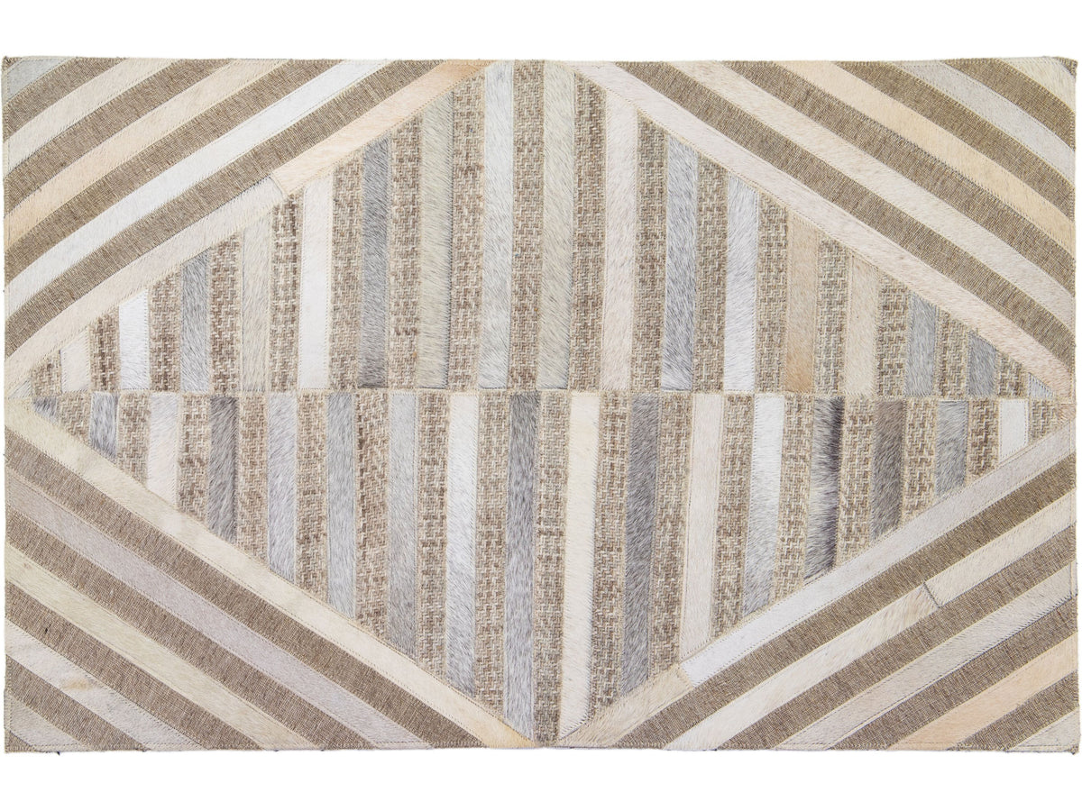 Modern Leather/Wool Patch Custom Rug